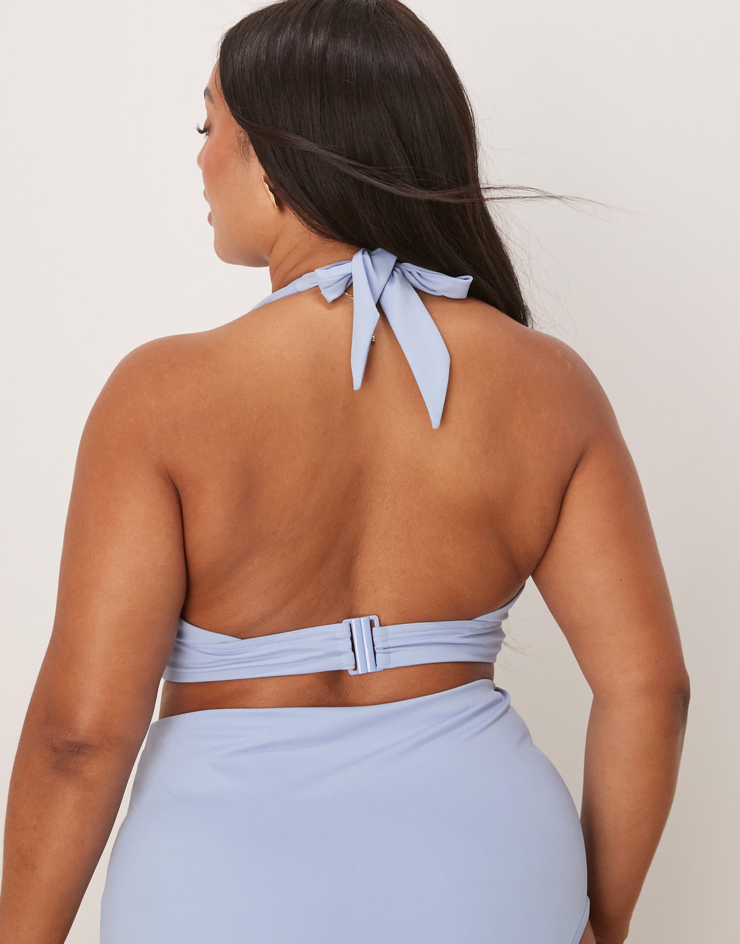 ASOS DESIGN Curve Maya mix and match sleek halter bikini top in blue