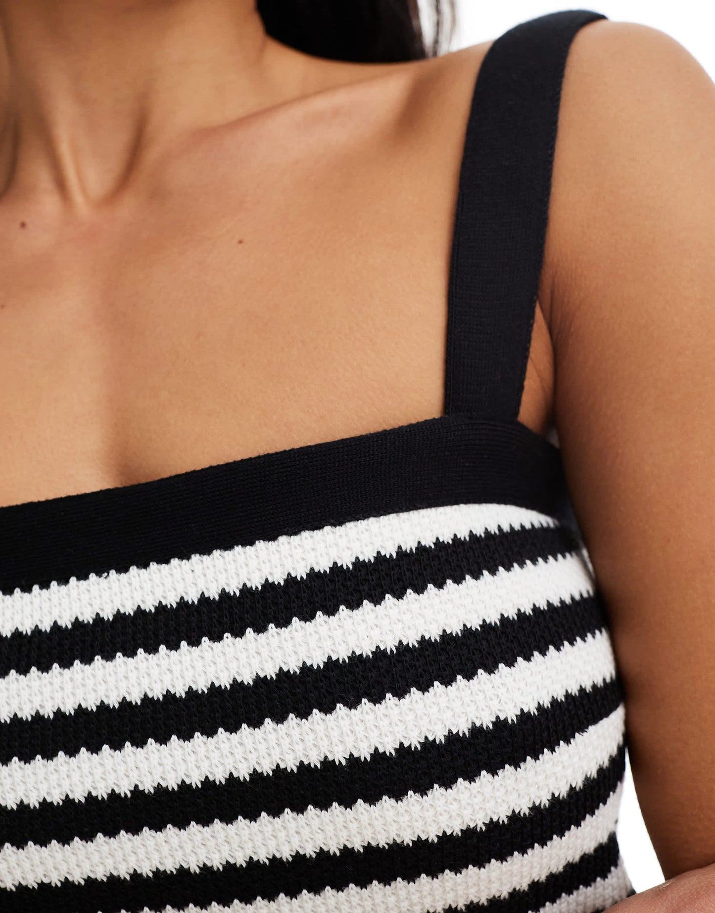 New Look co-ord knitted stripe vest in black