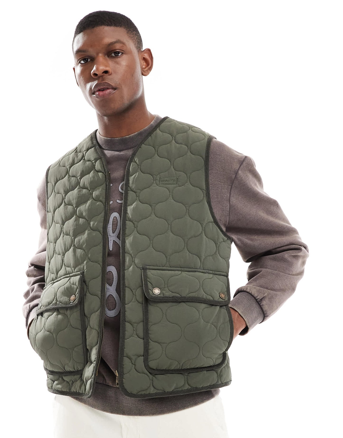 Hunter quilted gilet in green