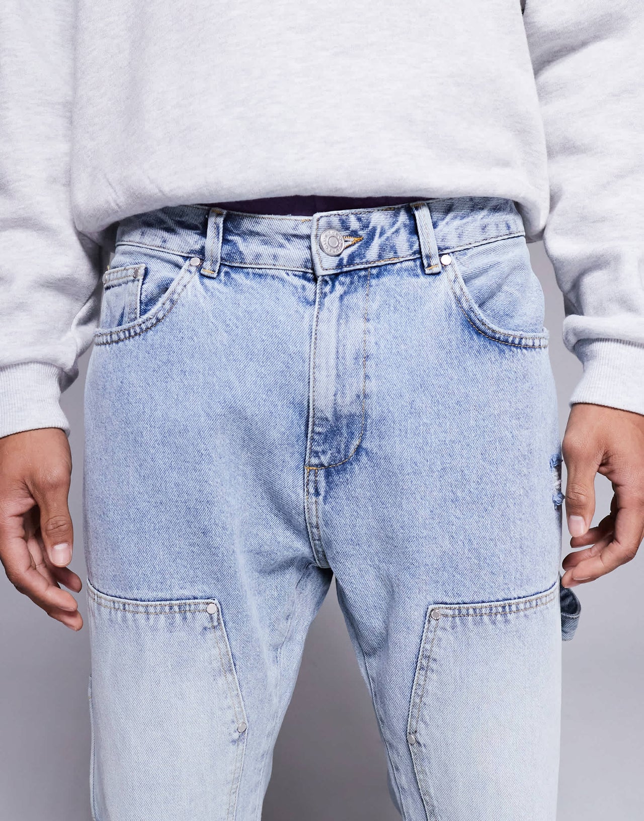 The Couture Club carpenter rivet detail jeans in blue wash