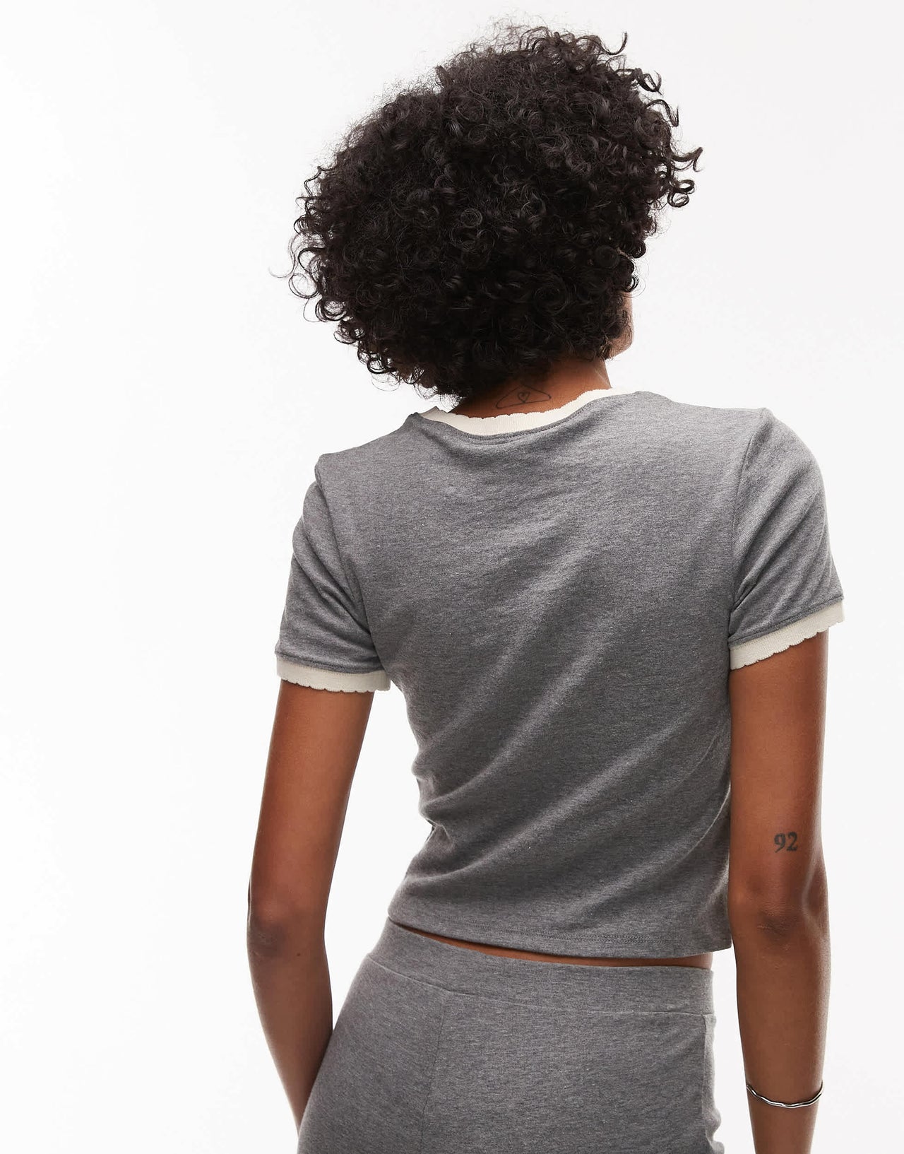 Topshop contrast frill edge everyday tee in grey marl