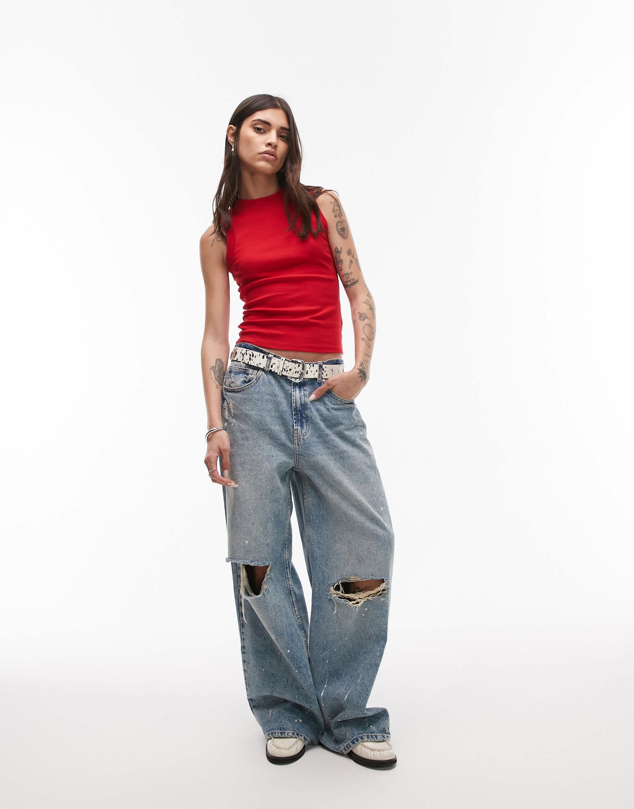 Topshop slim tank in cherry red
