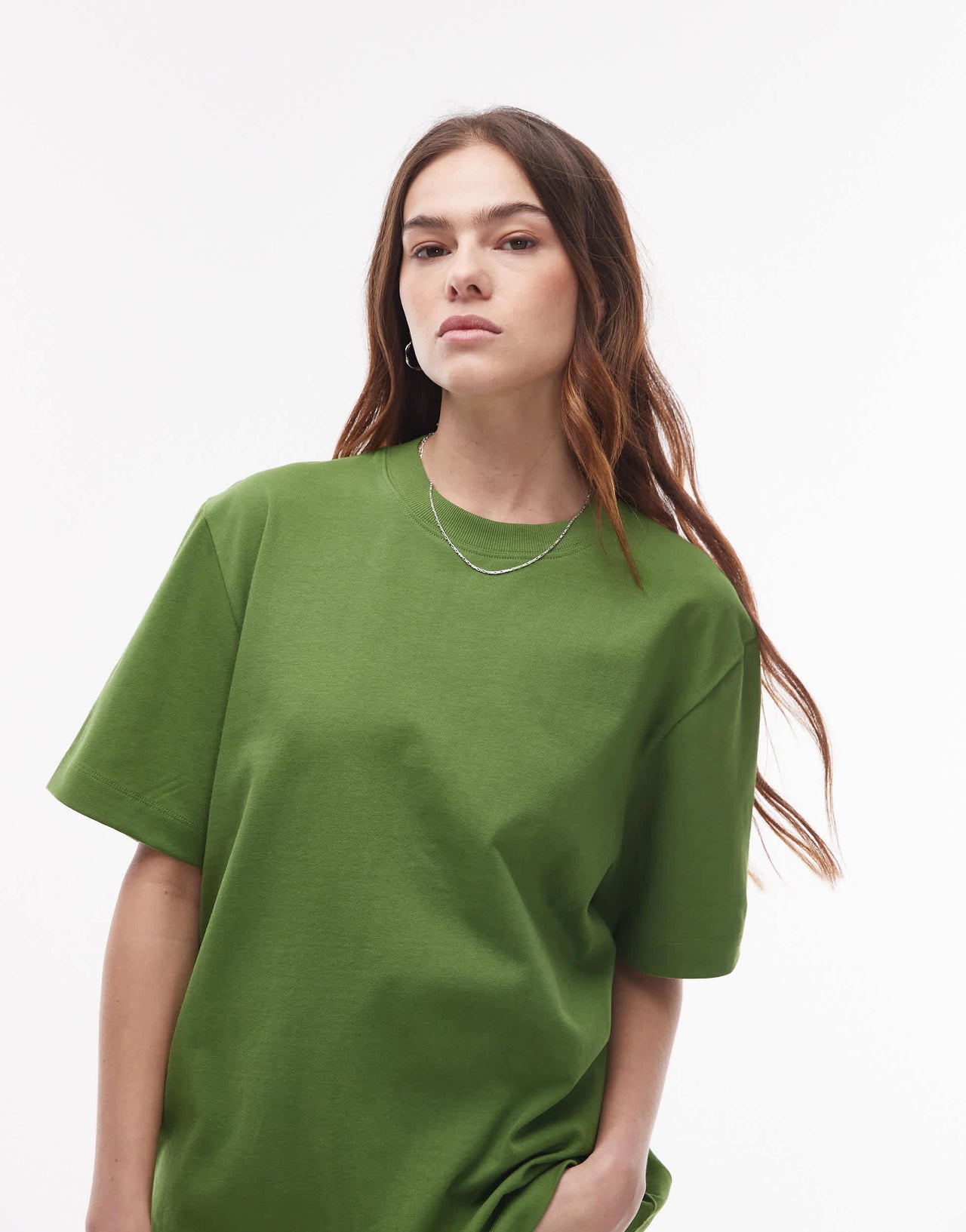 Topshop premium basic short sleeve tee in olive green
