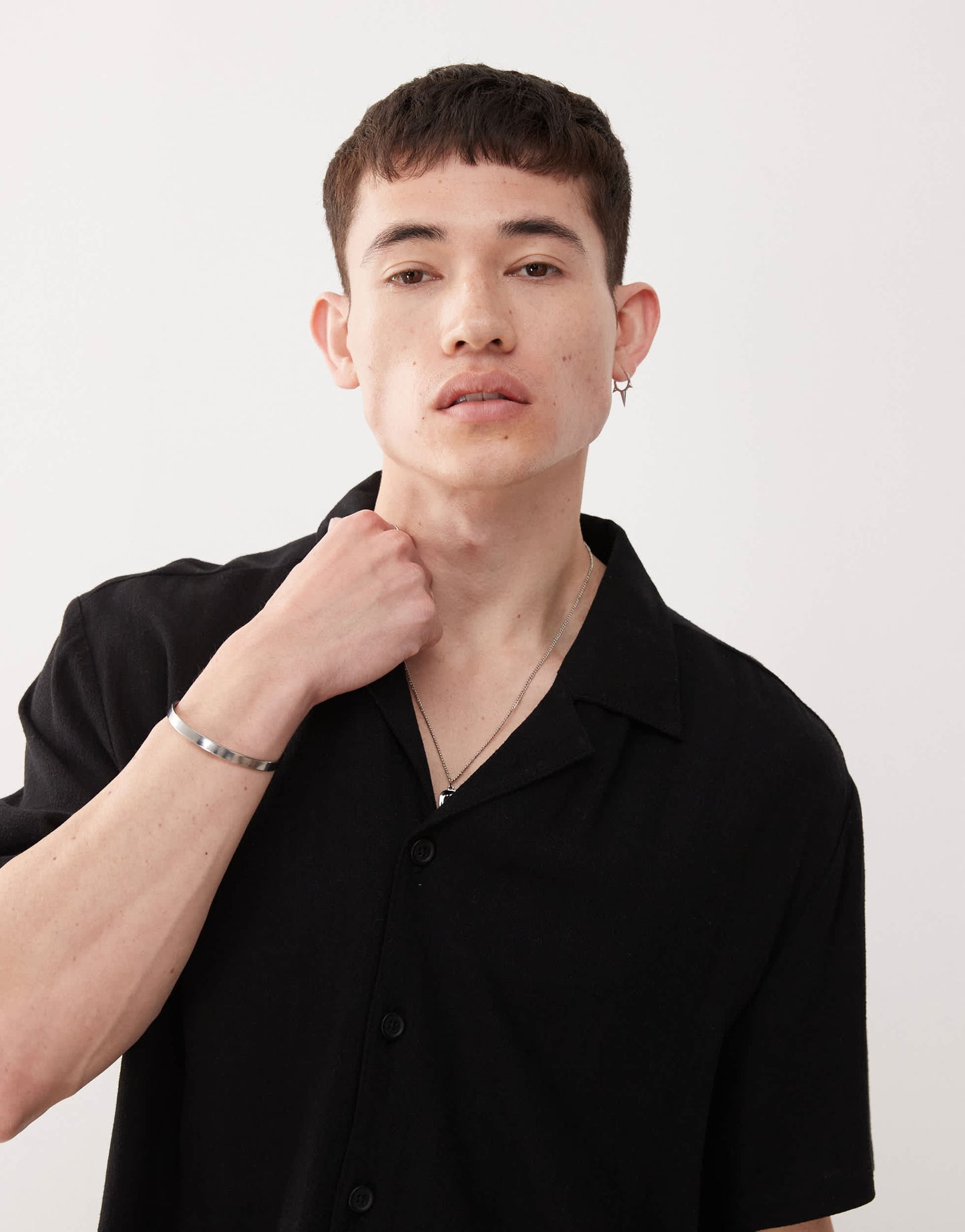 Reclaimed Vintage oversized linen blend shirt in black