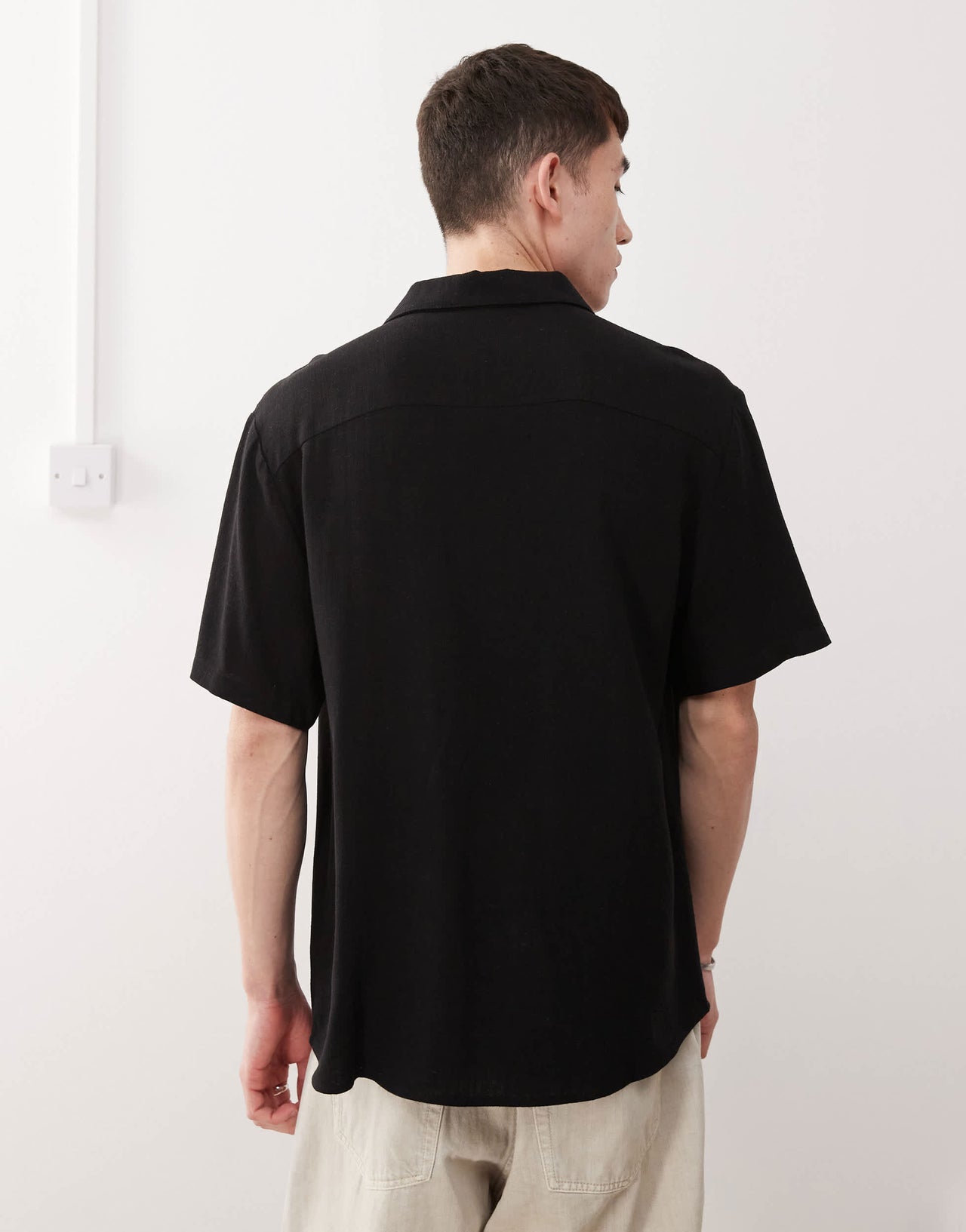 Reclaimed Vintage oversized linen blend shirt in black