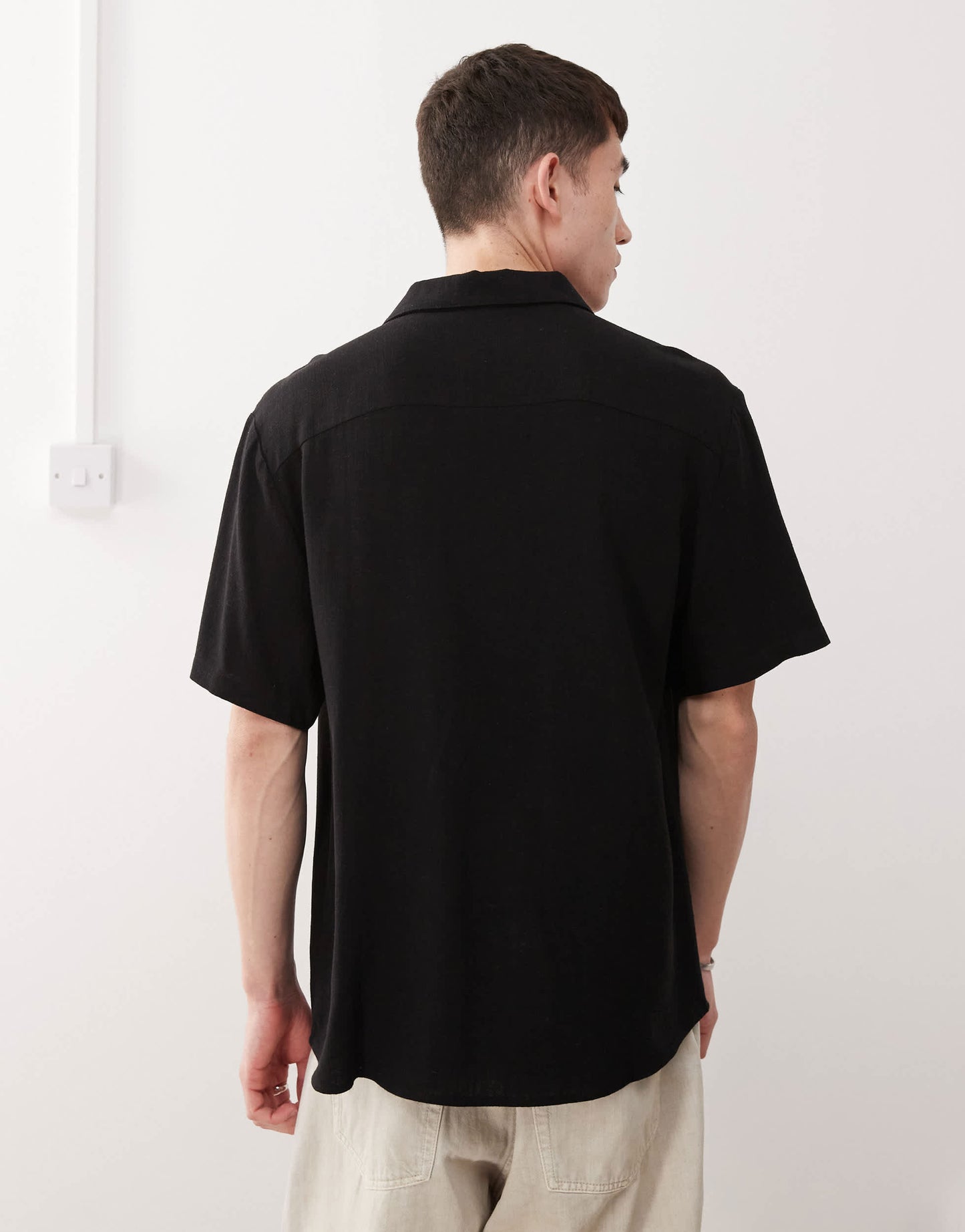 Reclaimed Vintage oversized linen blend shirt in black