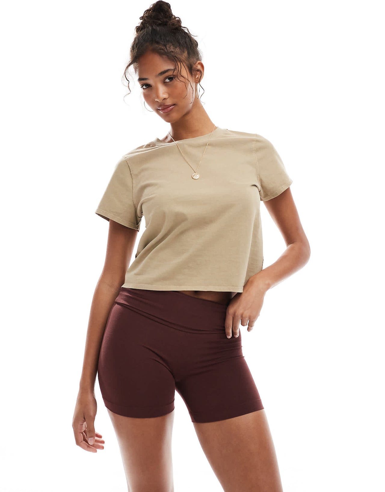 Miss Selfridge fold over short in chocolate