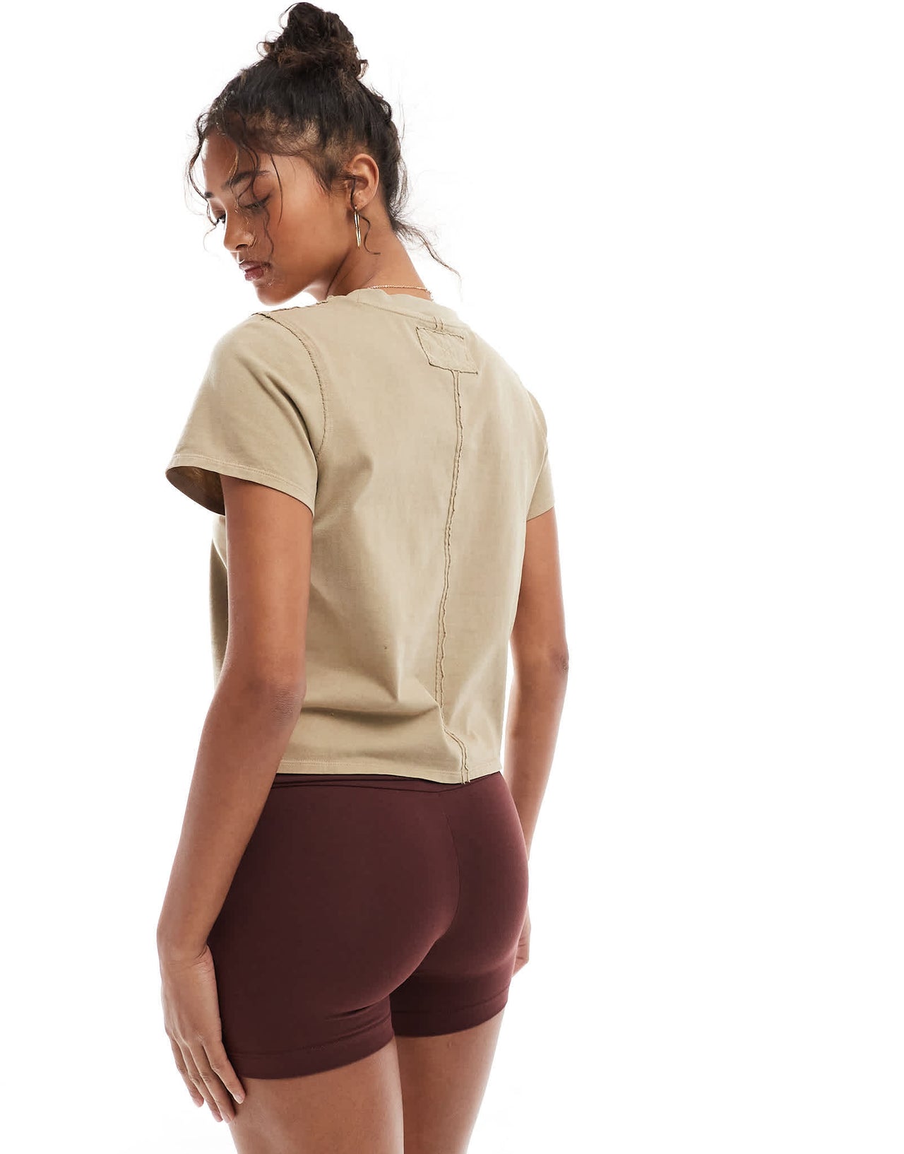 Miss Selfridge fold over short in chocolate