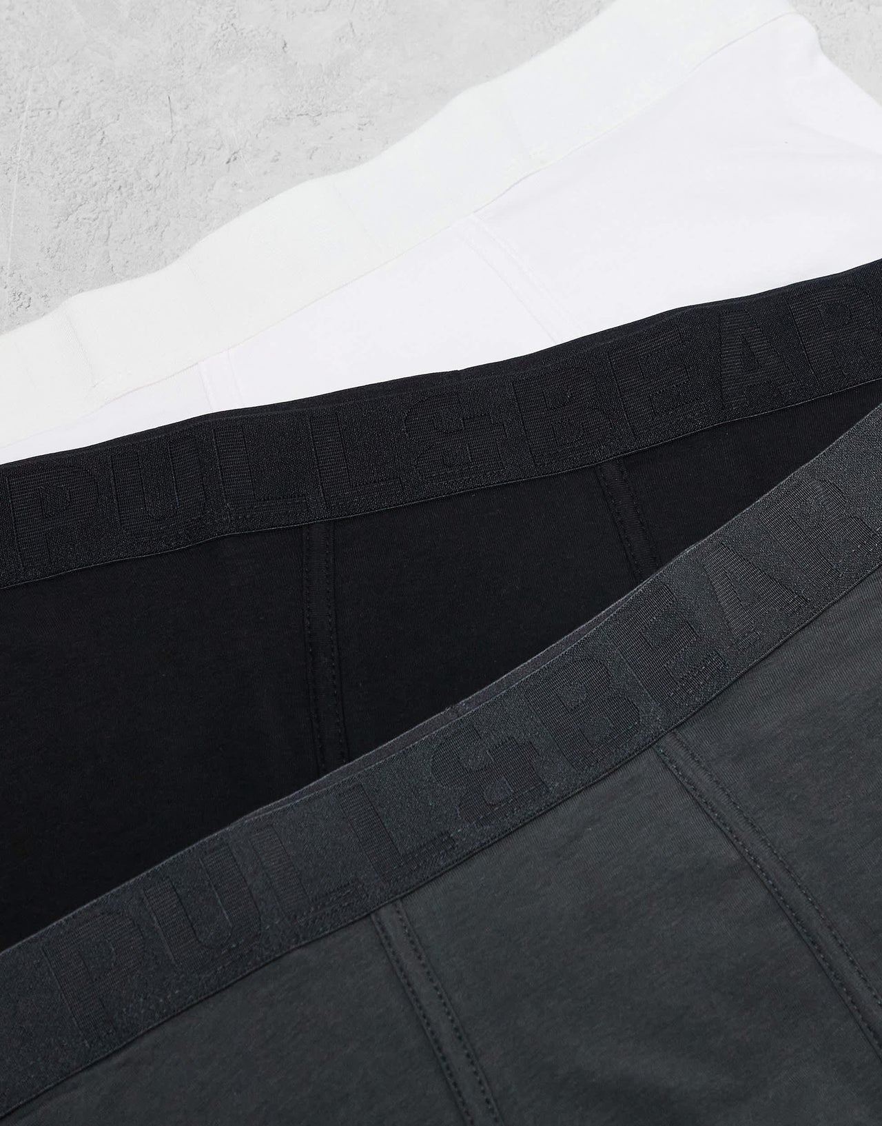 Pull&Bear 3 pack boxers contrast waistband in white, grey and black