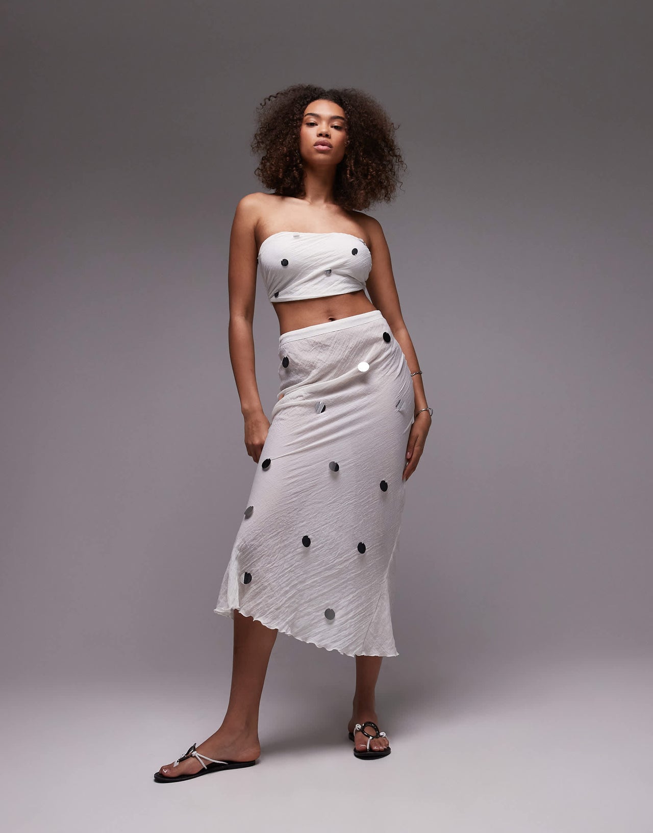 Emory Park sequin applique bandeau top co-ord in white