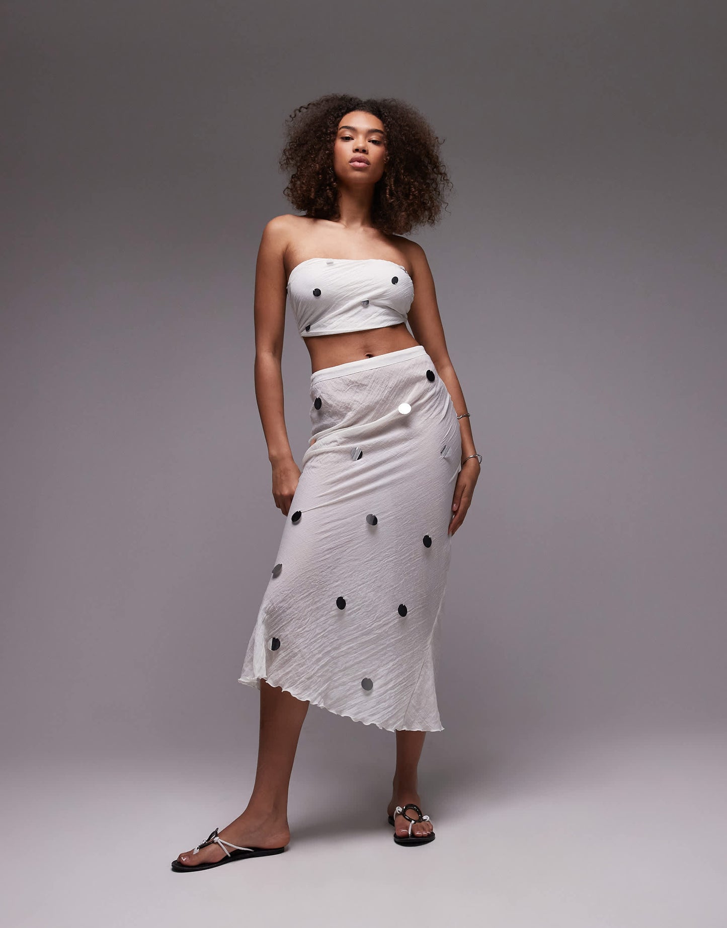 Emory Park sequin applique bandeau top co-ord in white