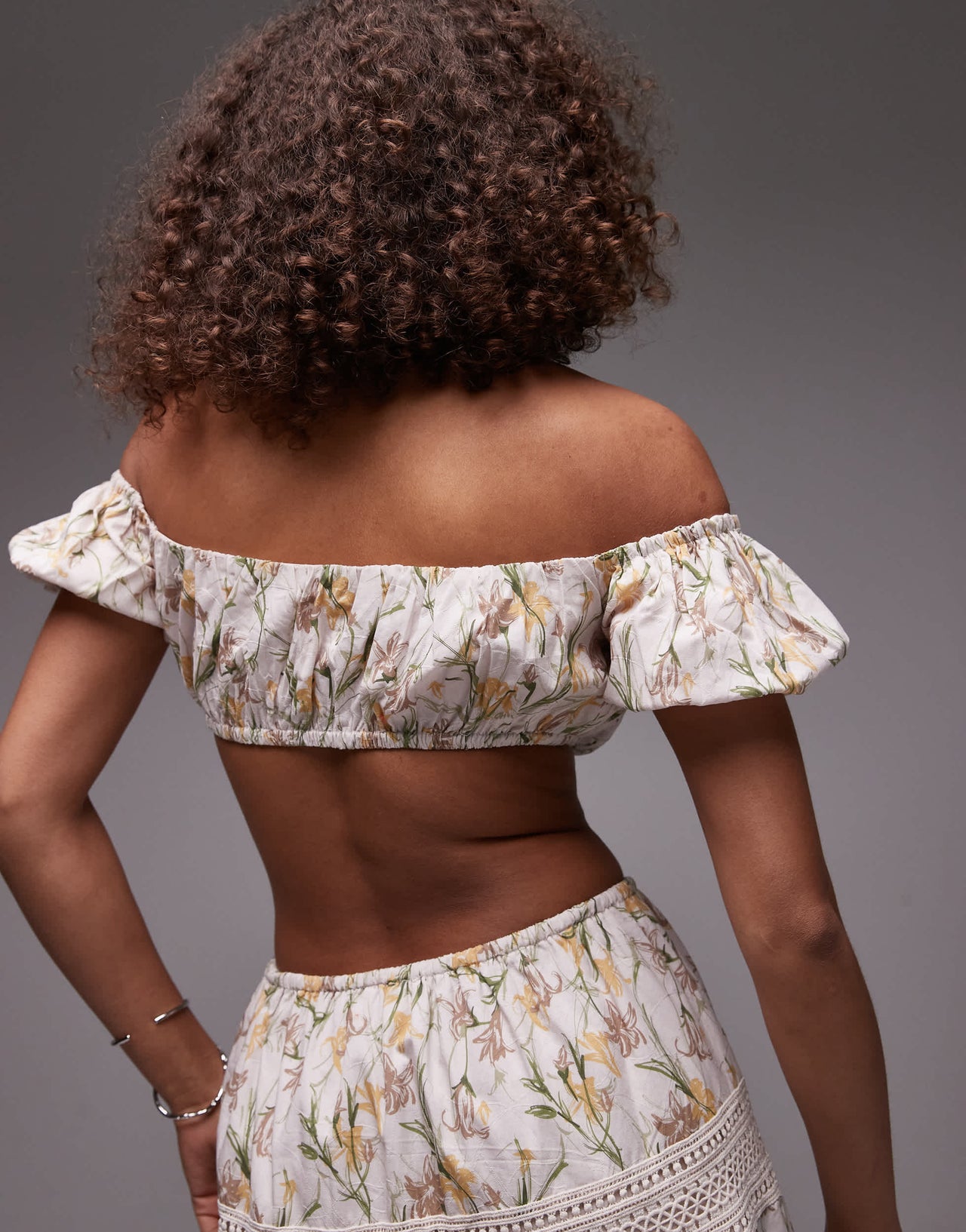 Emory Park floral print ruched bandeau crop top co-ord in multi