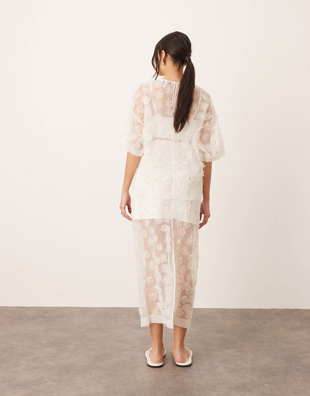 ARRANGE 3D daisy sheer column maxi skirt co-ord