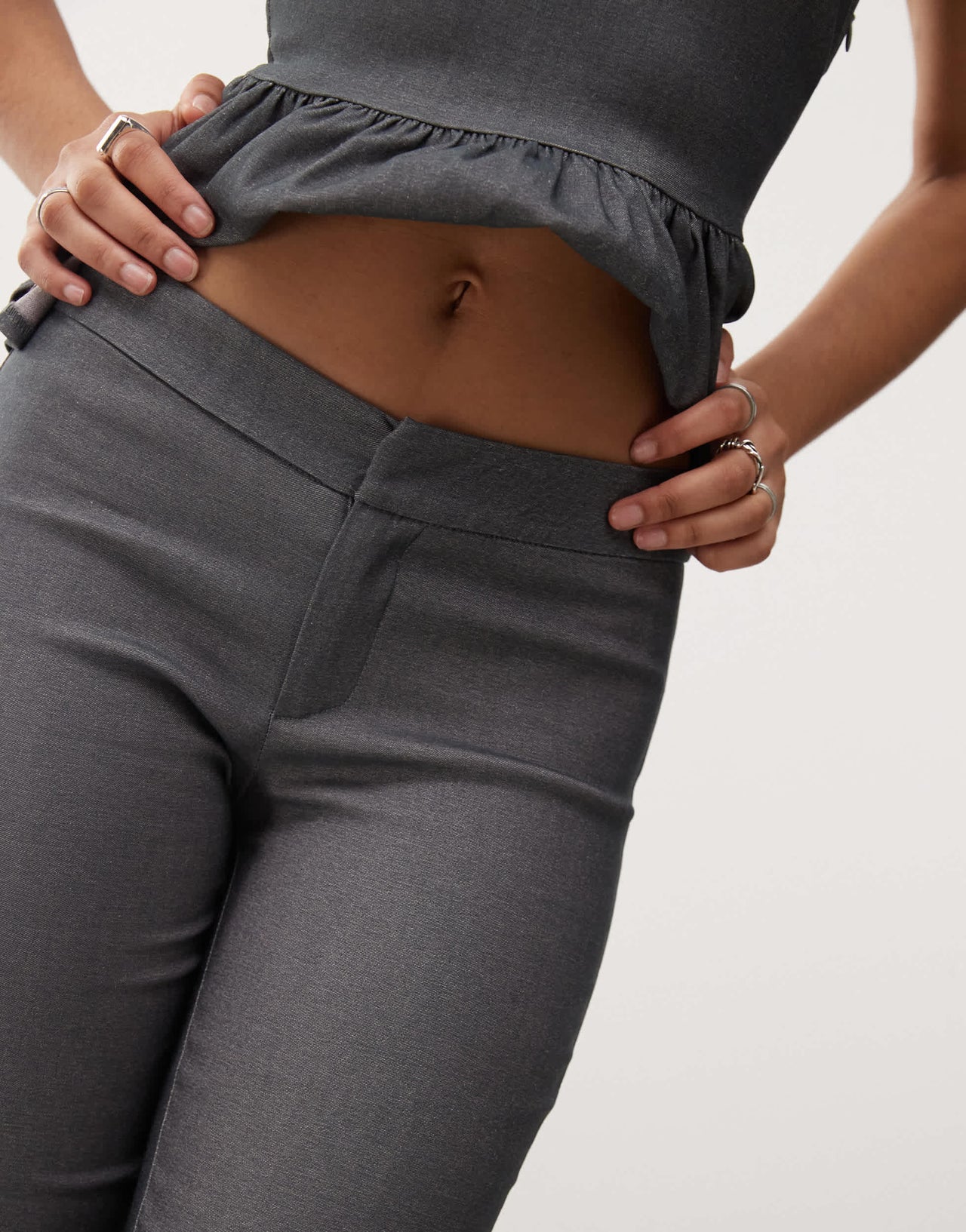 Motel malvinas flared trouser co-ord in grey