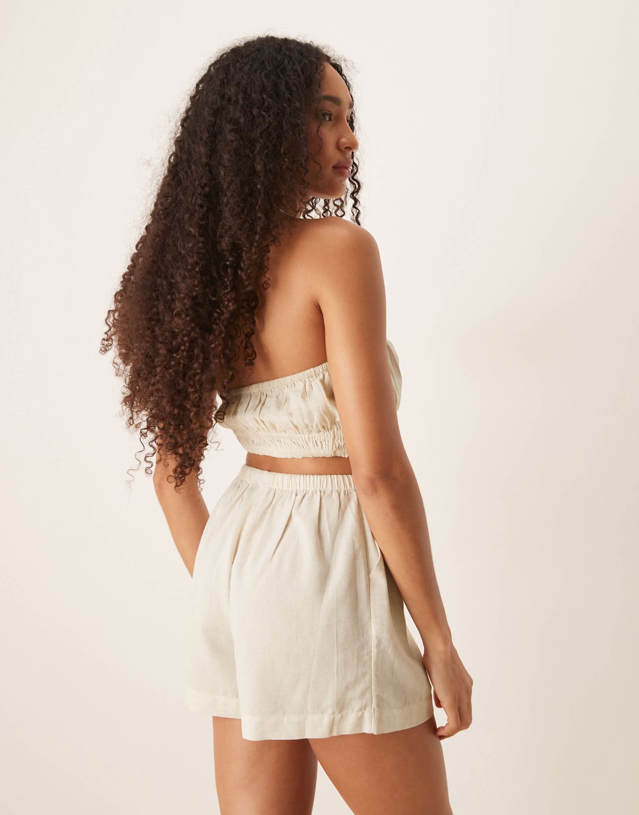 ASOS DESIGN Belle beach short with linen in natural