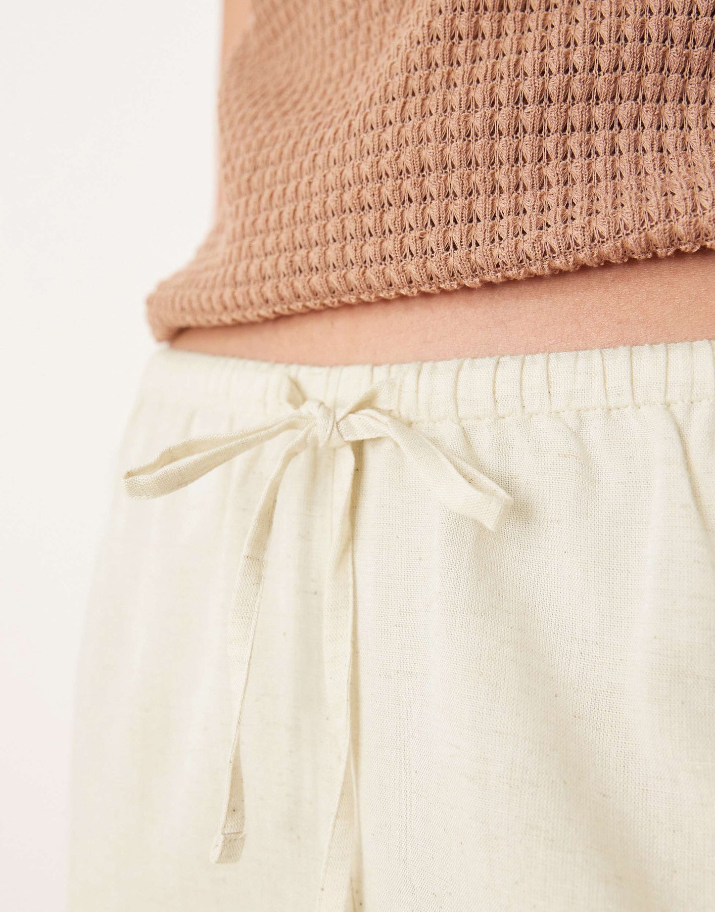 ASOS DESIGN Belle beach trouser with linen in natural