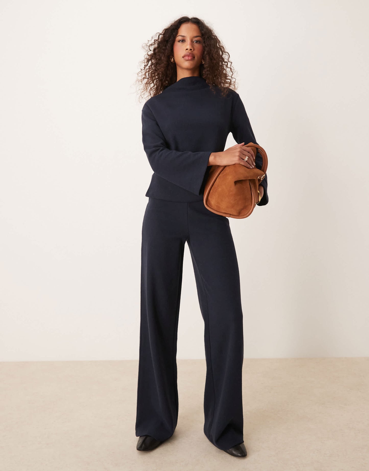 ASOS DESIGN funnel neck super soft sweat co ord in navy