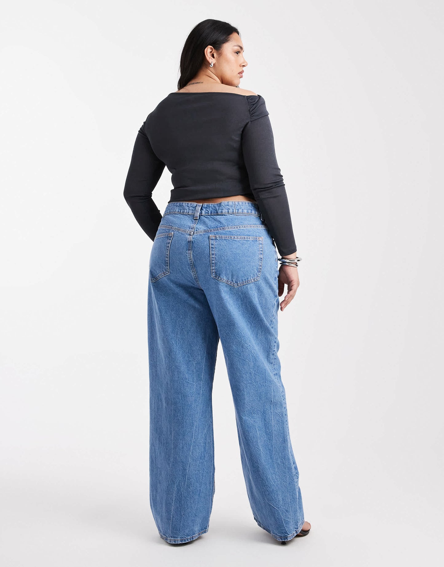 ASOS DESIGN Curve wide leg dad jeans in clean blue