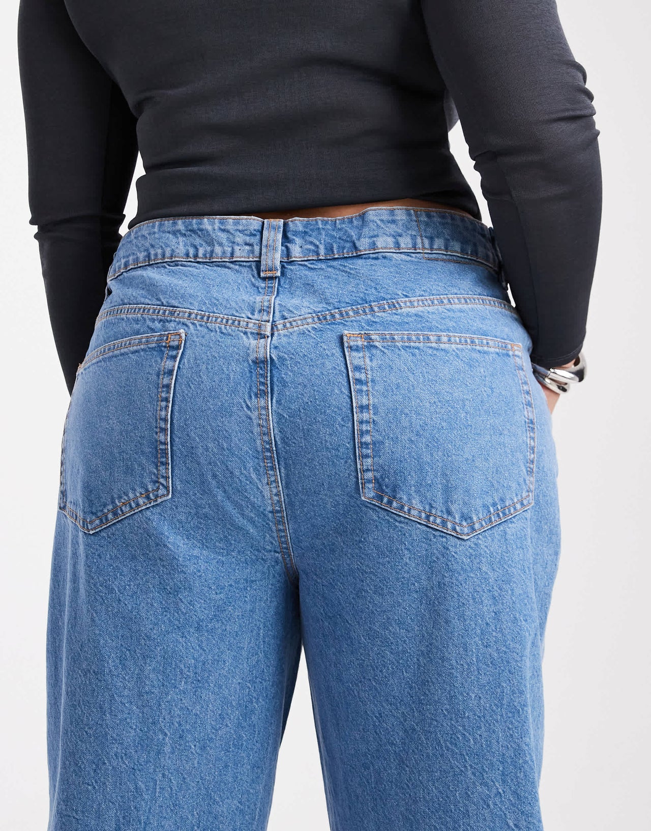 ASOS DESIGN Curve wide leg dad jeans in clean blue