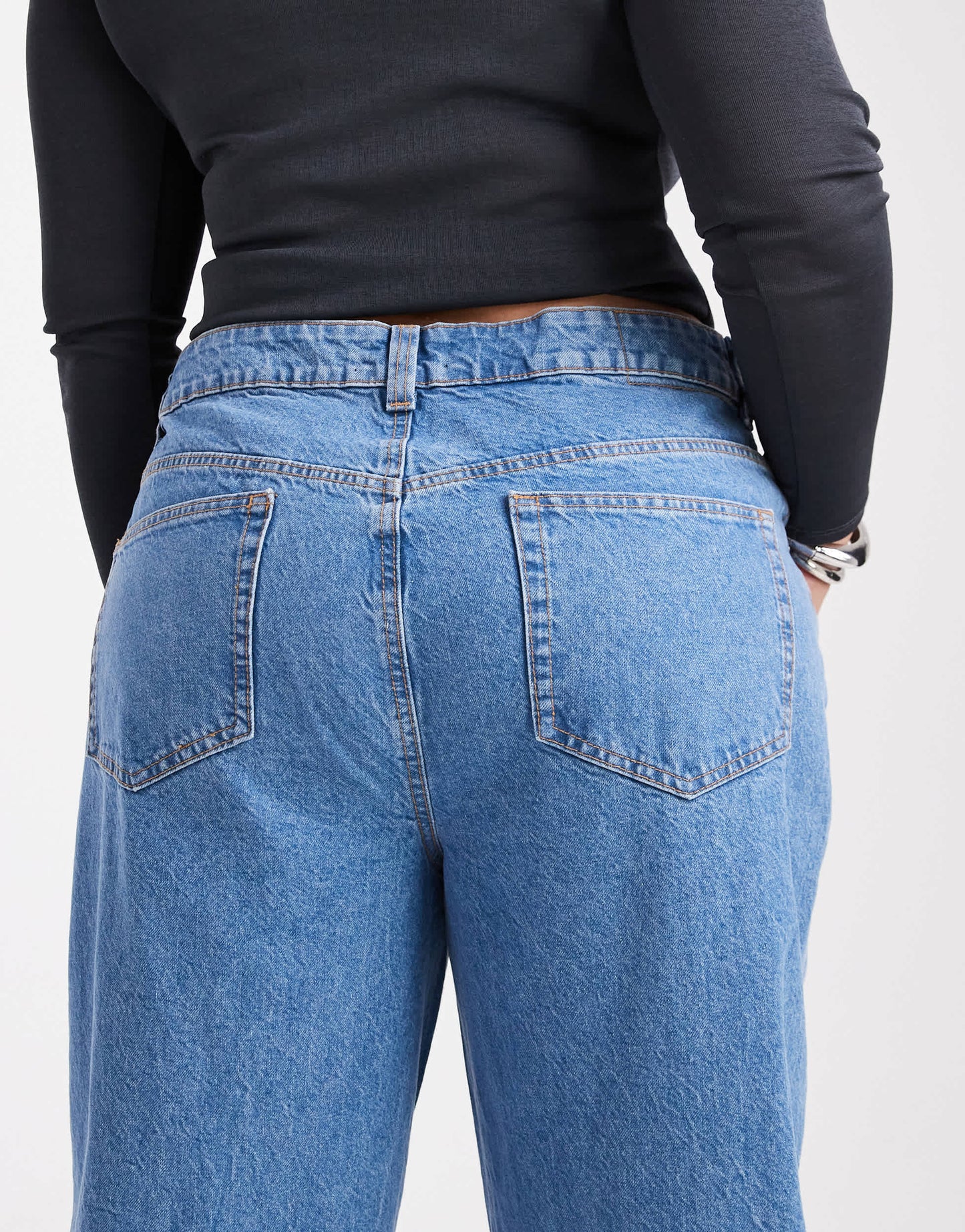 ASOS DESIGN Curve wide leg dad jeans in clean blue
