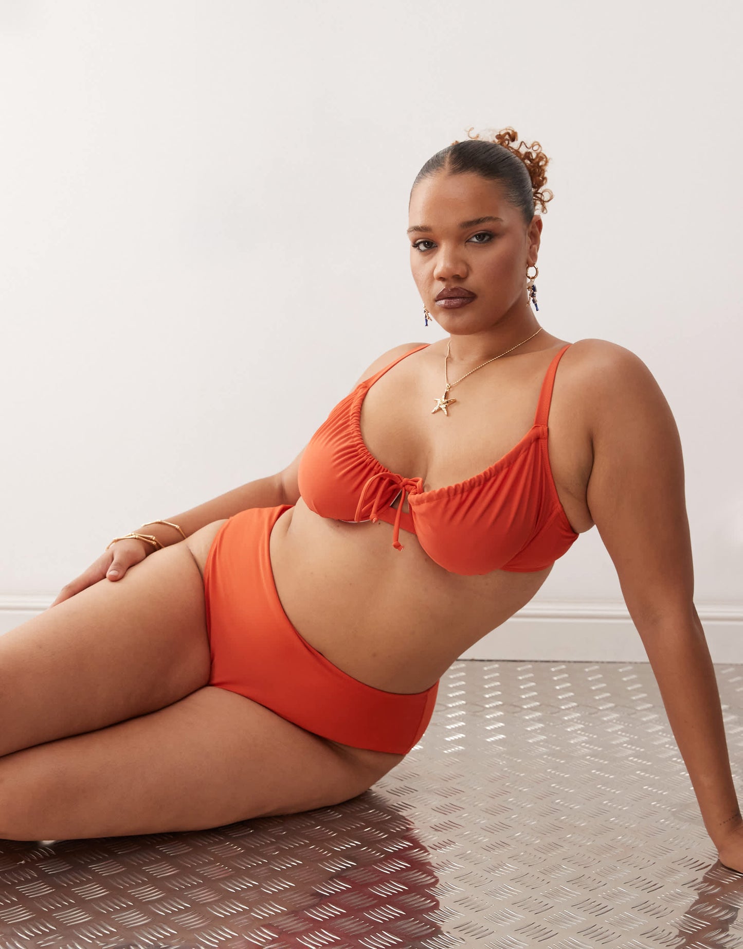 COLLUSION curve mix and match underwire bikini top in burnt orange