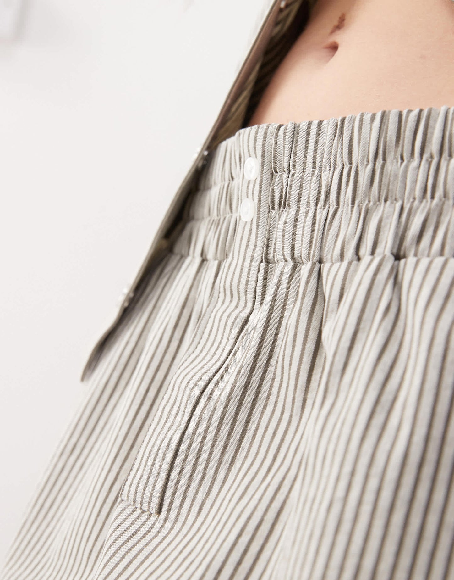 Noisy May boxer mini skirt co-ord in grey stripe