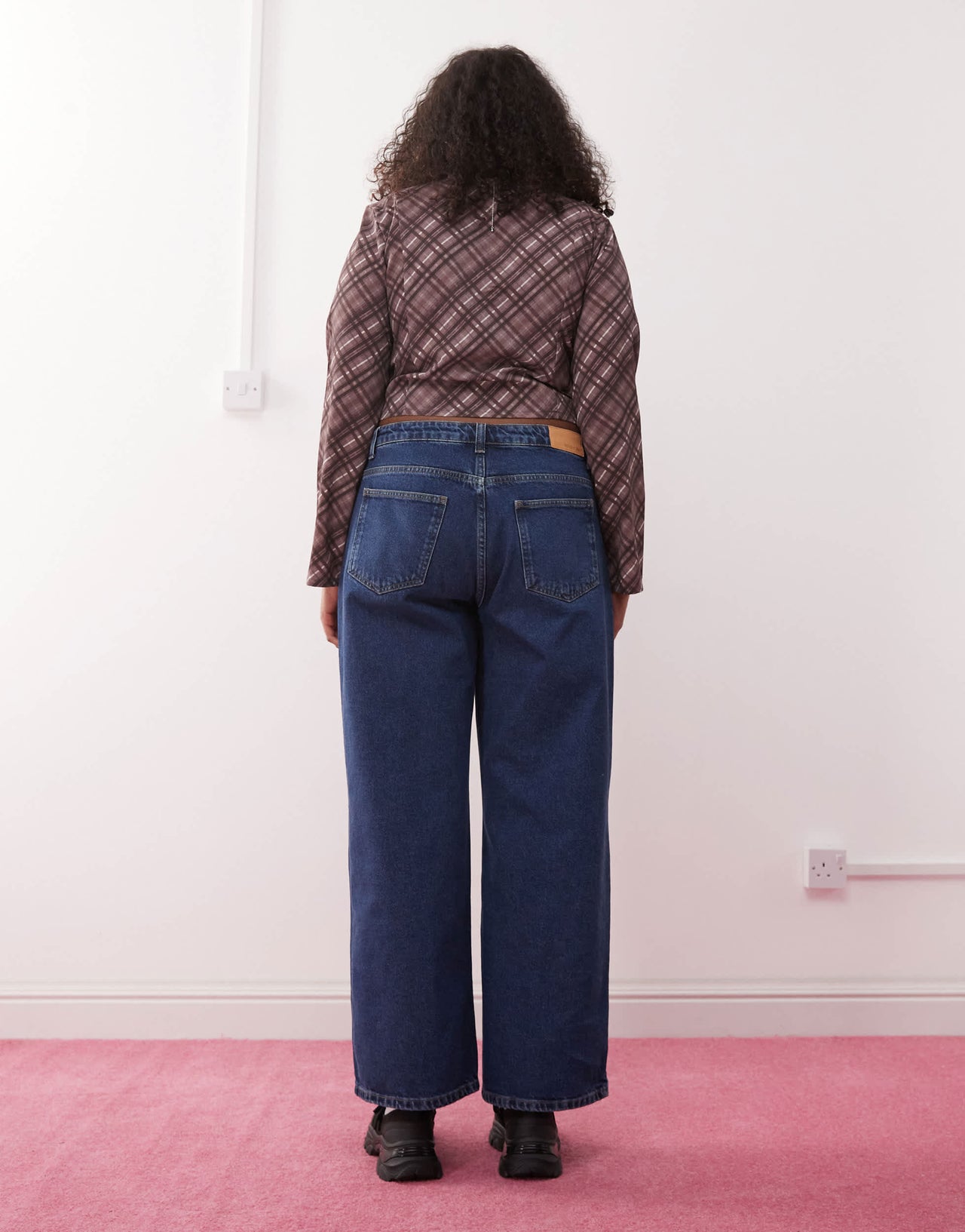 Noisy May Curve Alexa mid rise wide leg jeans in mid blue denim