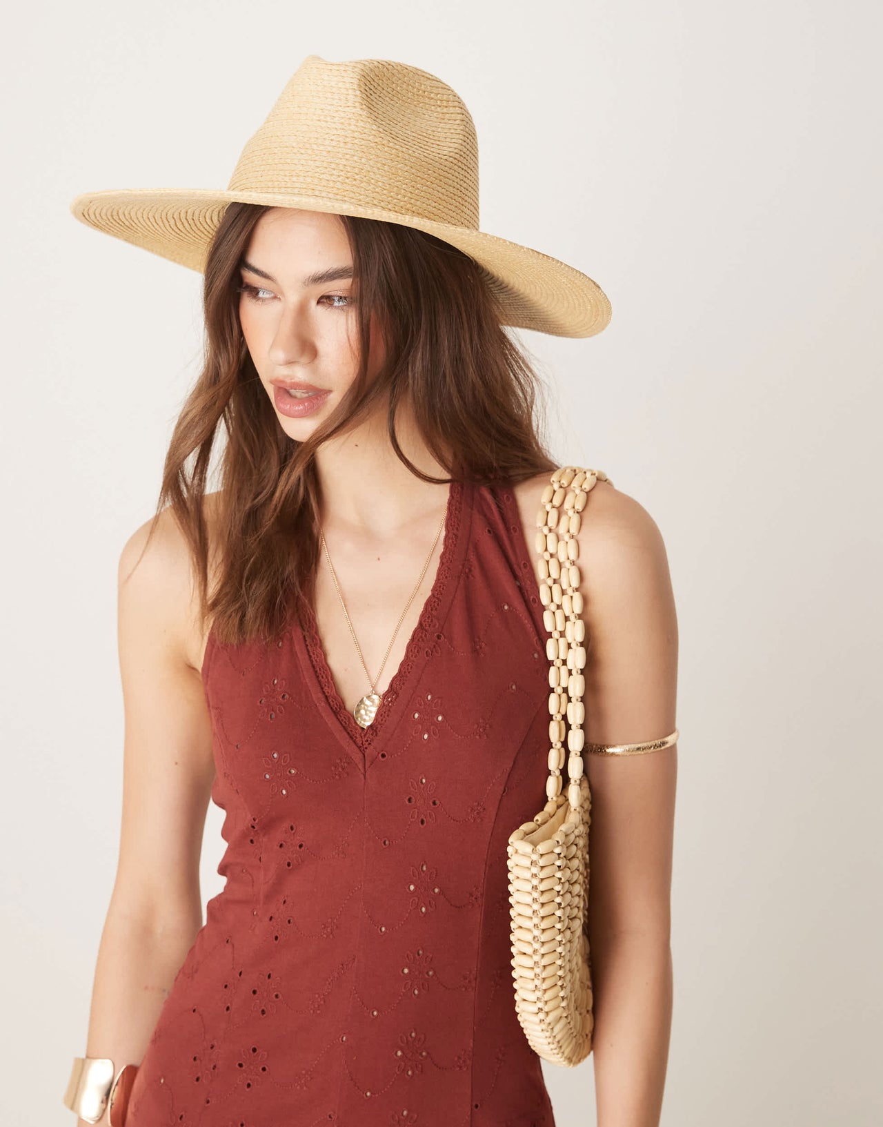 My Accessories woven straw wide brim hat in natural beige