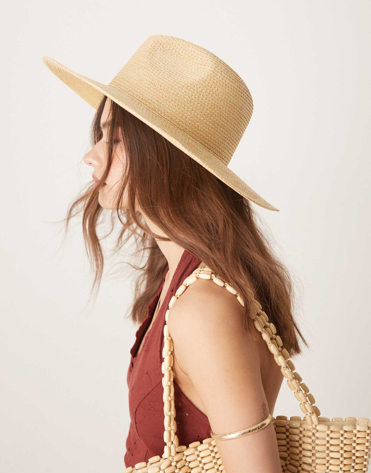 My Accessories woven straw wide brim hat in natural beige