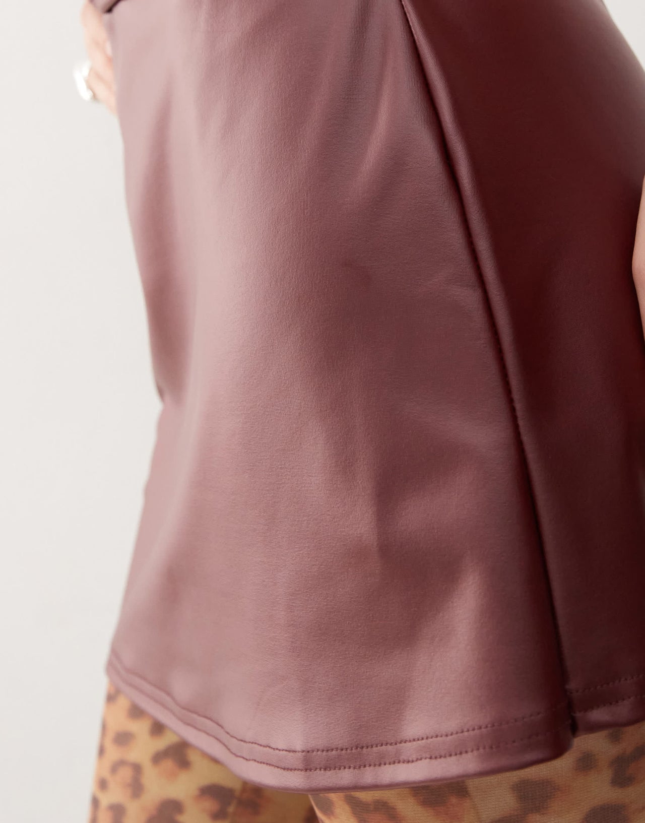 COLLUSION PU low rise micro skirt in plum co-ord