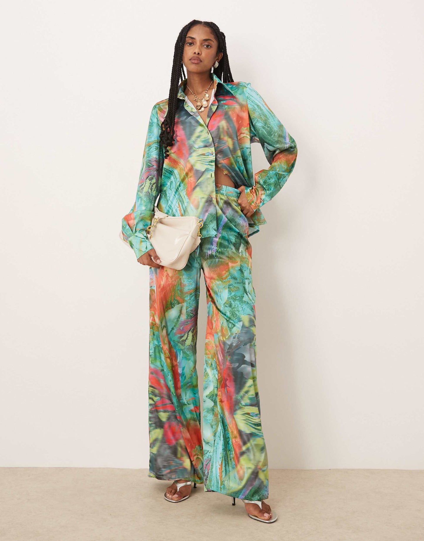 Isabelle Pennington-Edmead Basterre shirt co-ord in storm print