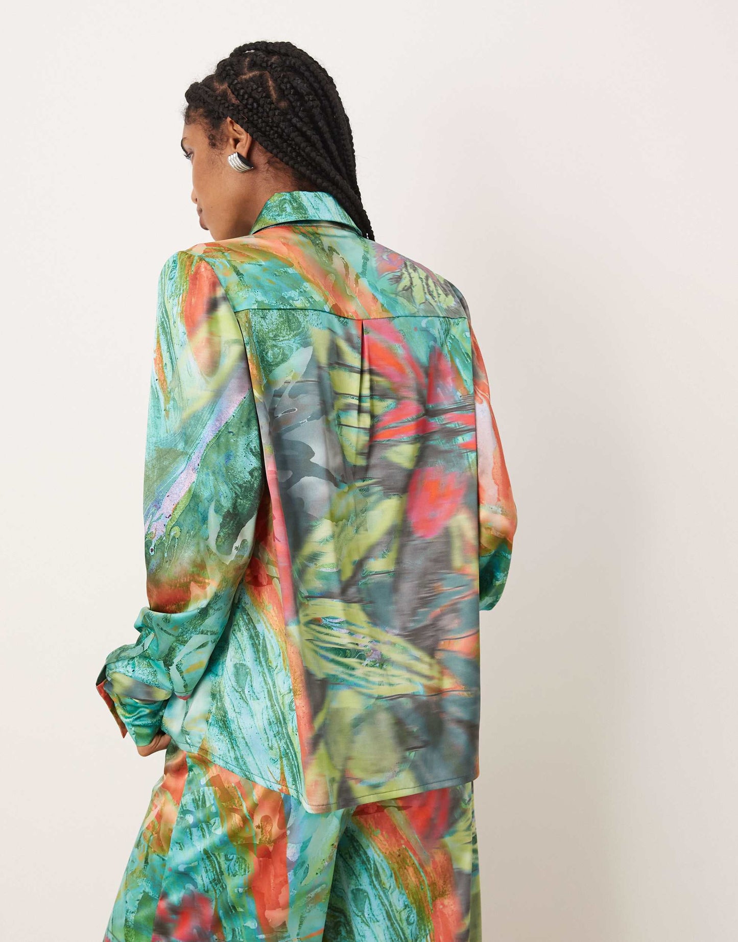 Isabelle Pennington-Edmead Basterre shirt co-ord in storm print