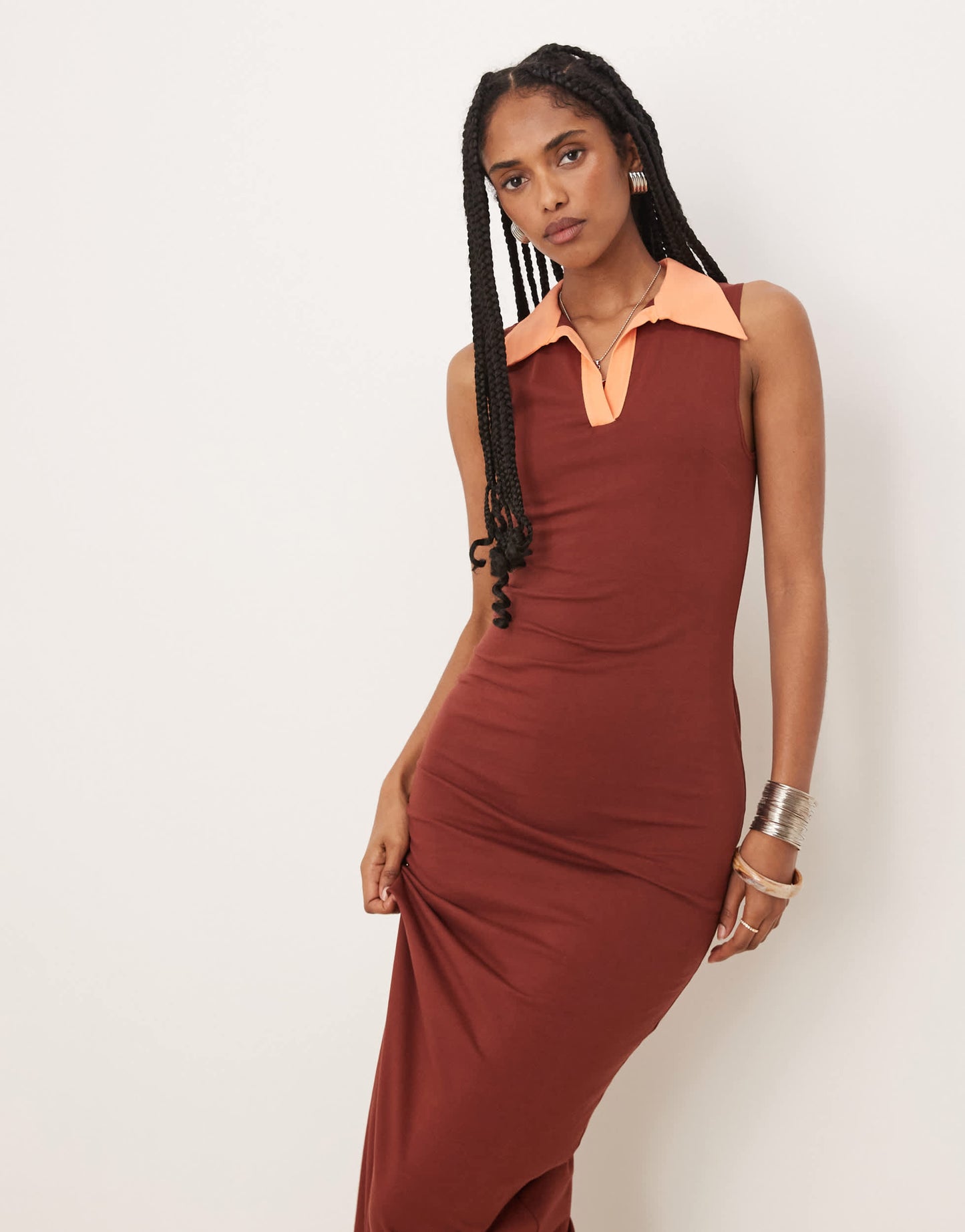 Isabelle Pennington-Edmead Lucia maxi dress in brown and orange