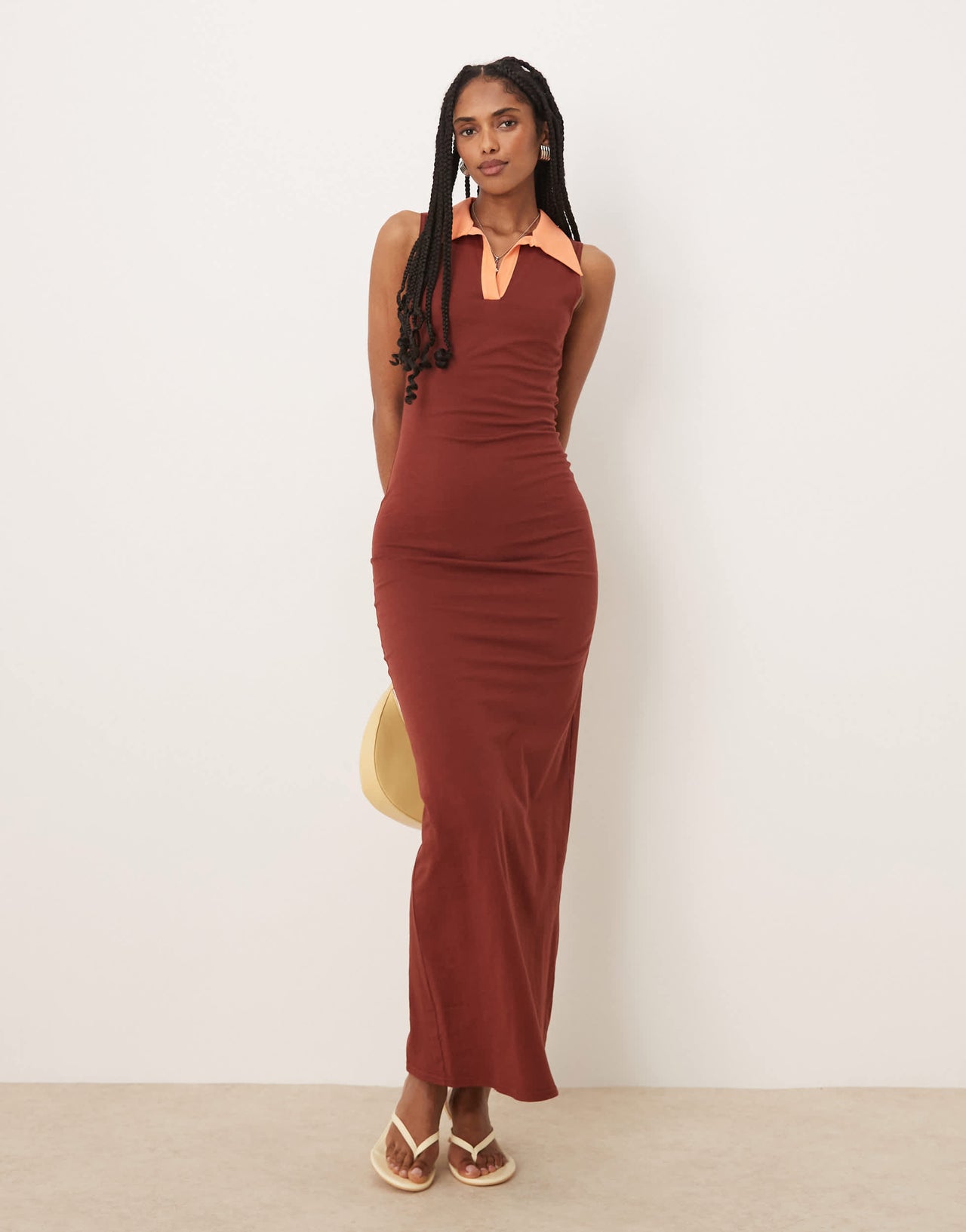 Isabelle Pennington-Edmead Lucia maxi dress in brown and orange