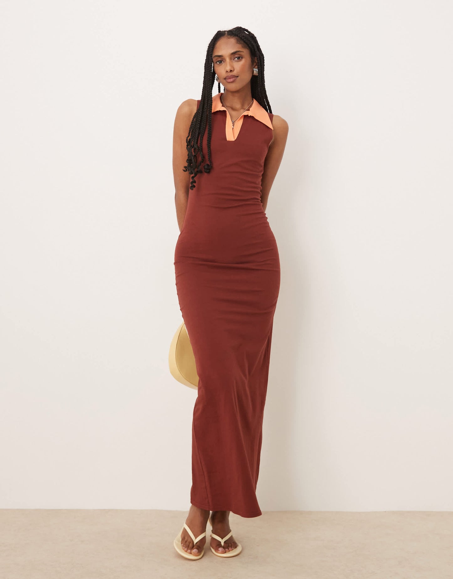 Isabelle Pennington-Edmead Lucia maxi dress in brown and orange