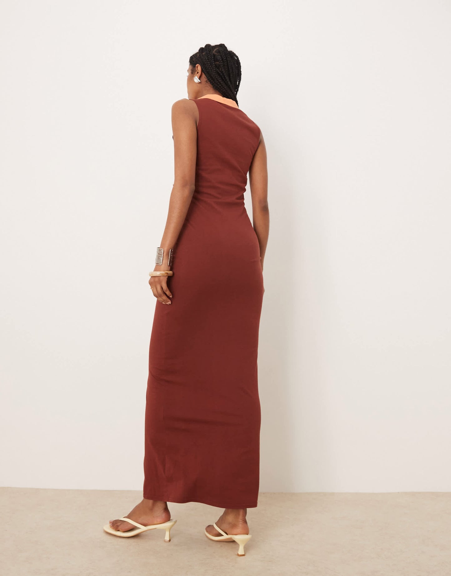 Isabelle Pennington-Edmead Lucia maxi dress in brown and orange
