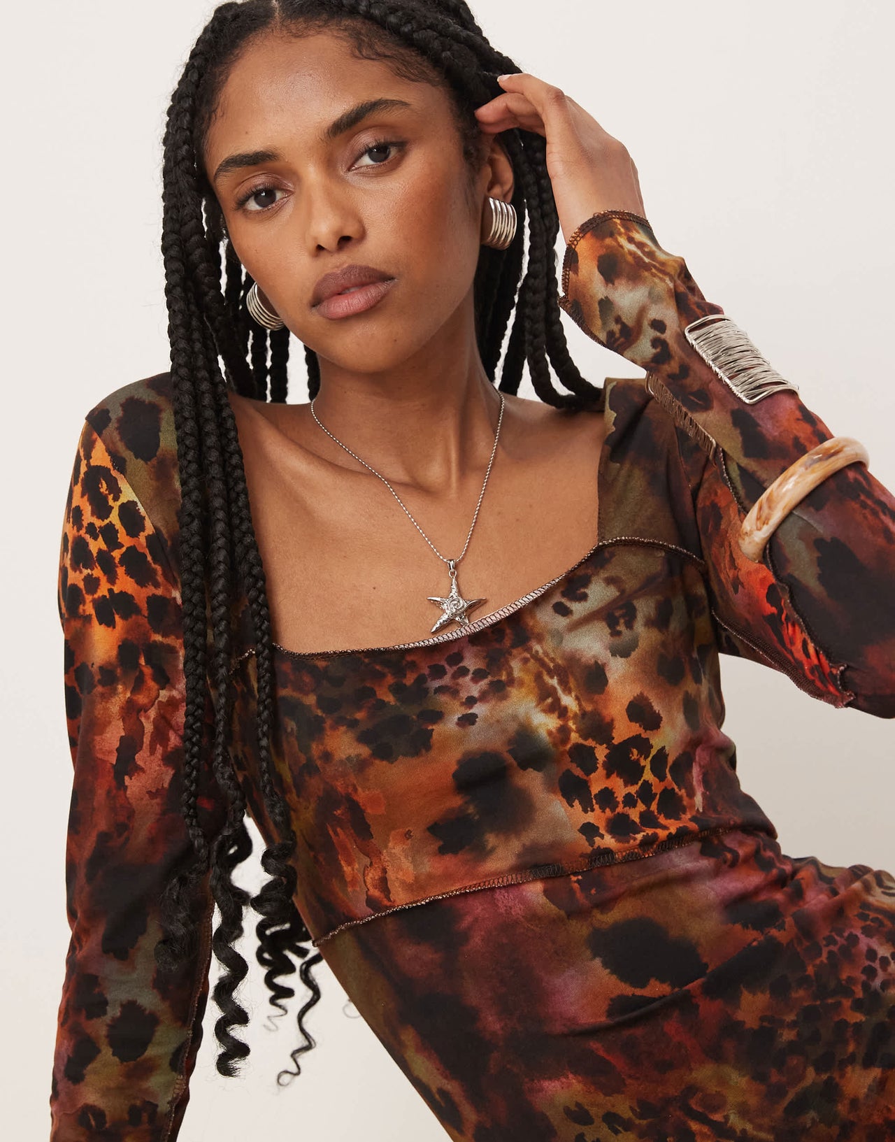 Isabelle Pennington-Edmead Montego midaxi Dress in tiger shell print