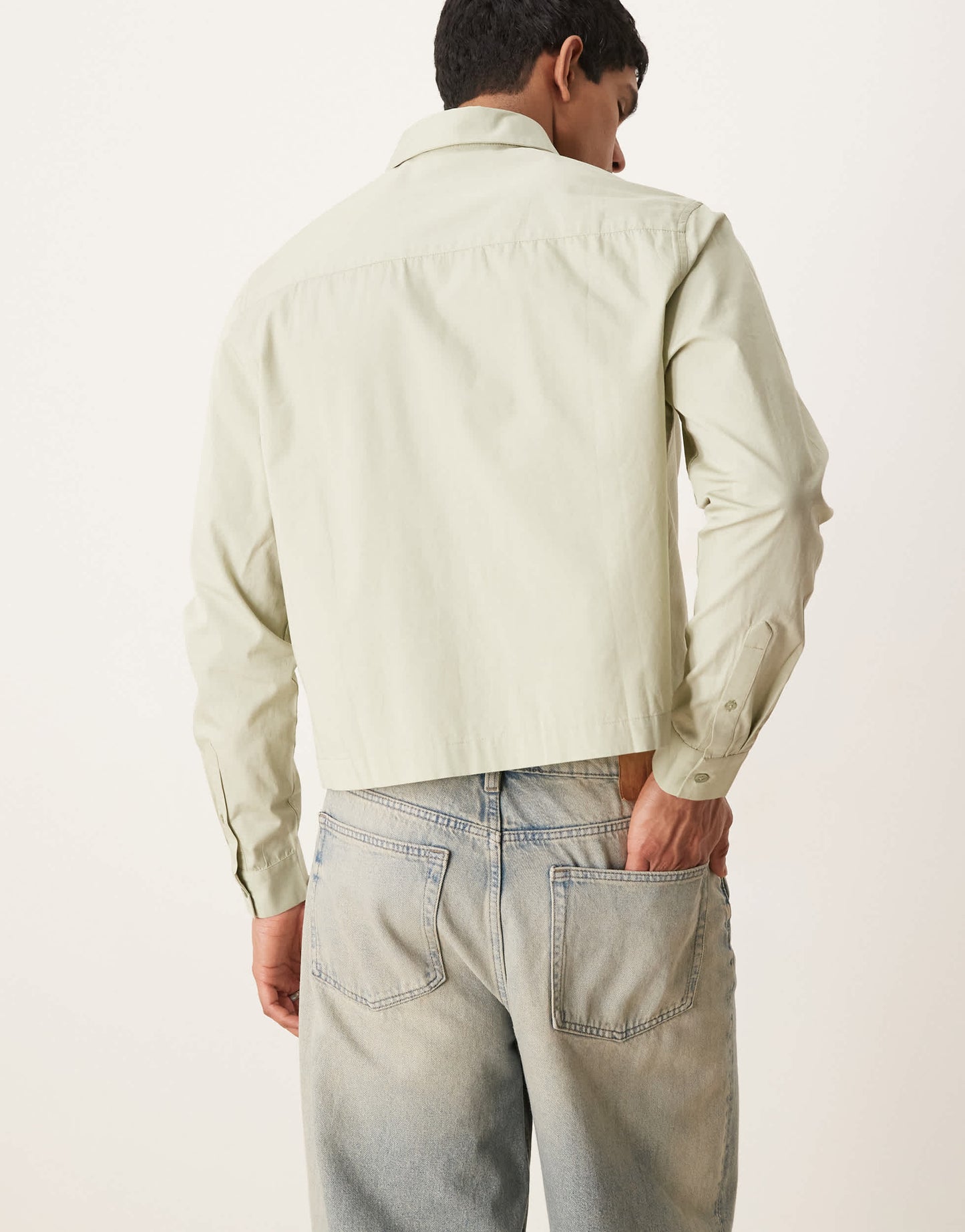 ASOS DESIGN boxy volume oversized poplin shirt in sage green