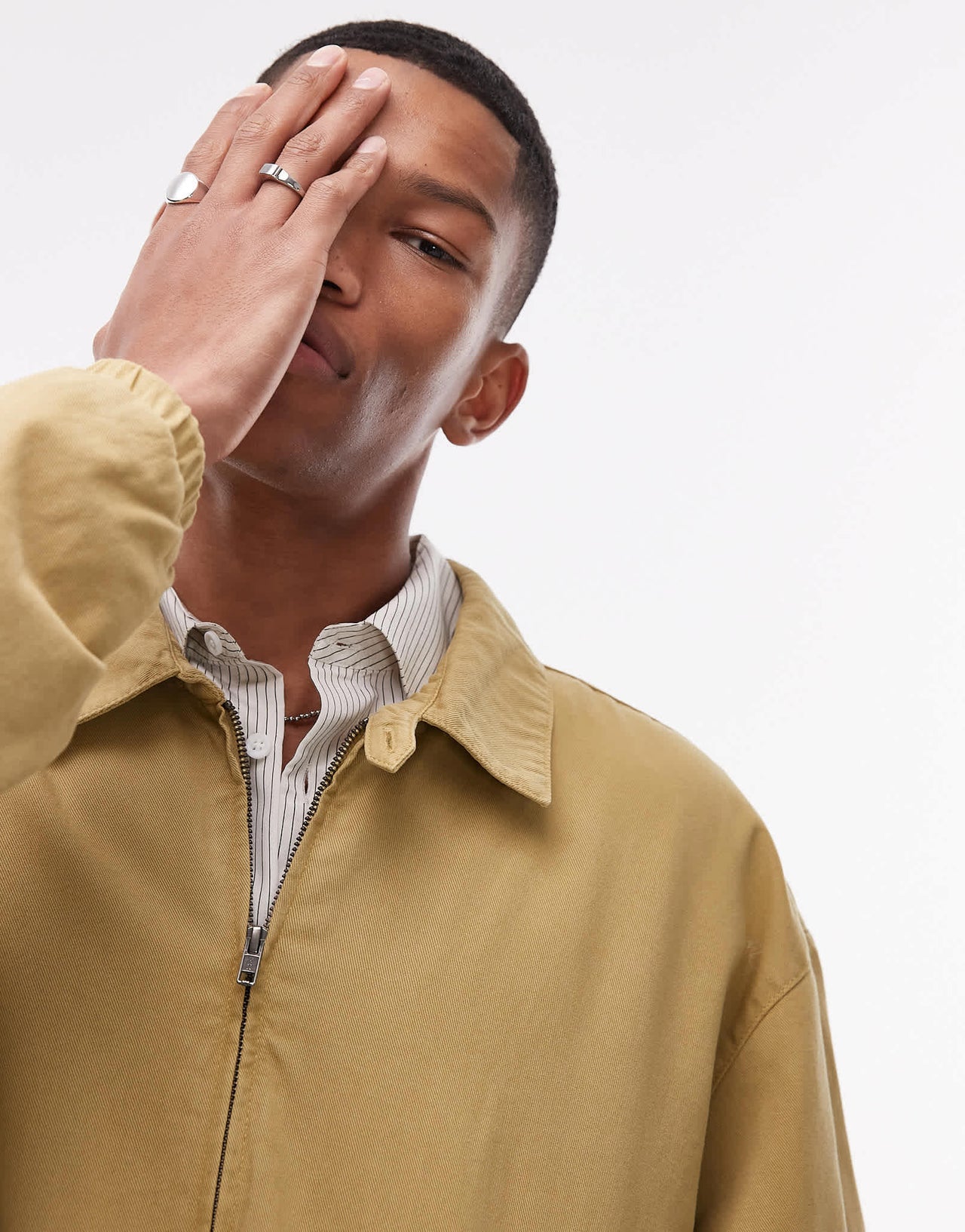 Topman twill harrington jacket in stone