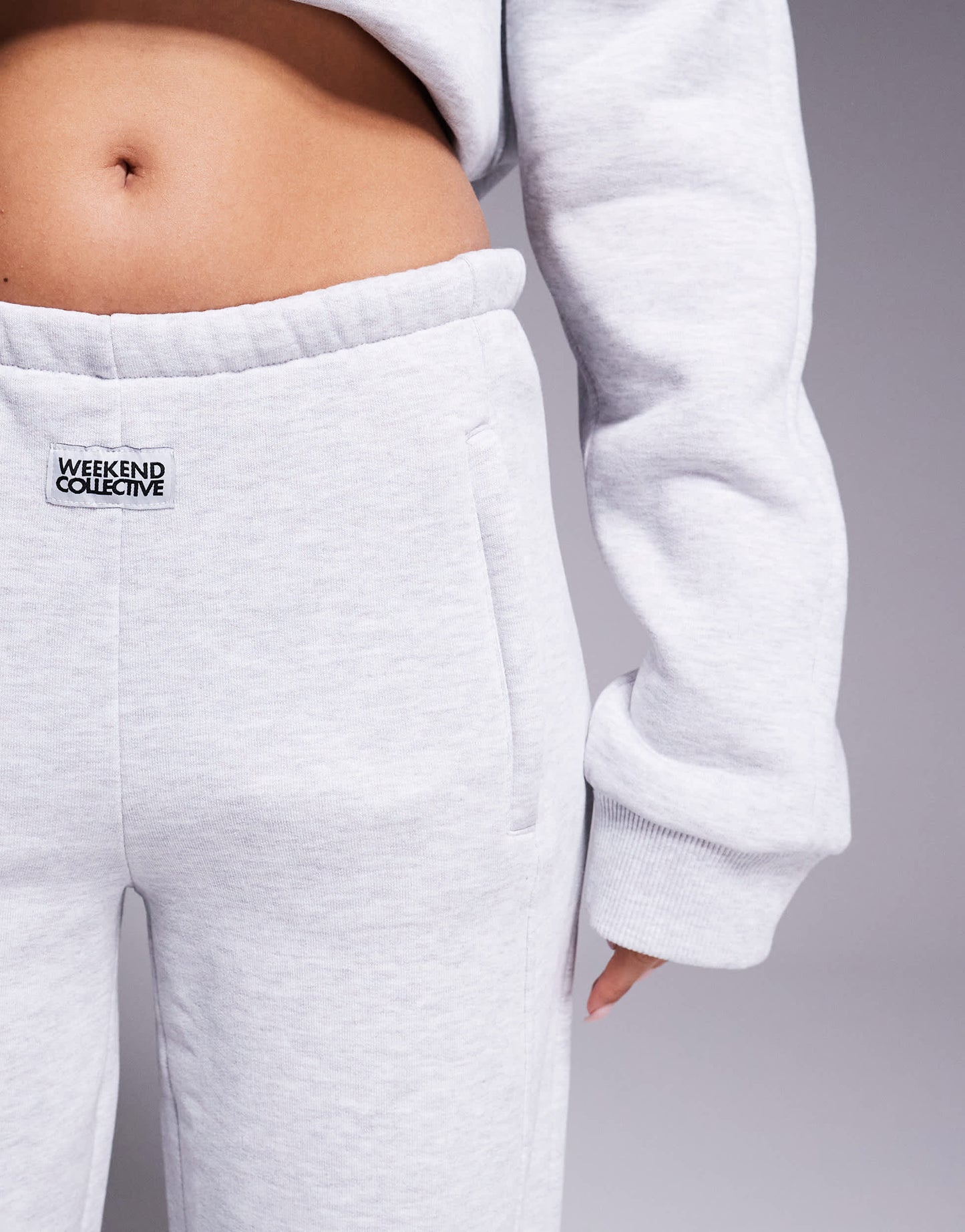 Weekend Collective co-ord straight leg jogger with pocket detail in grey marl