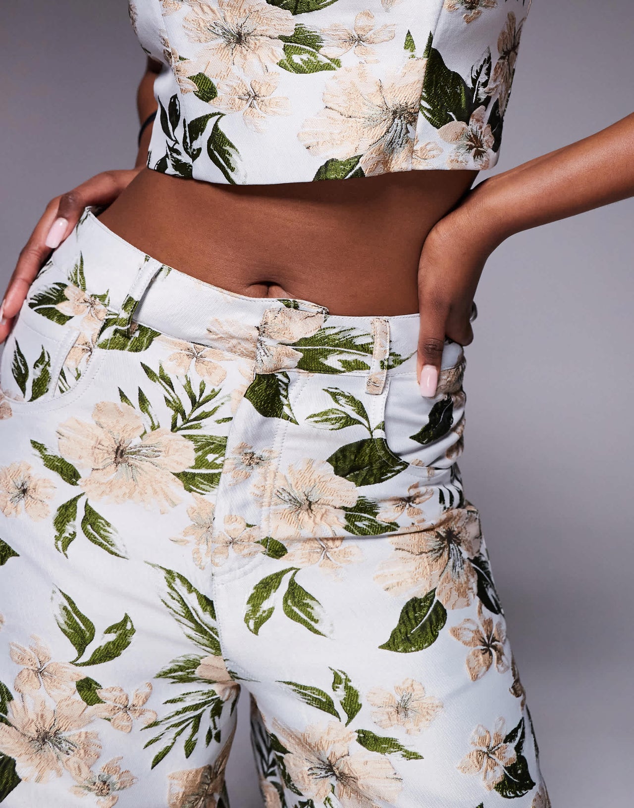 ASOS LUXE co-ord jacquard barrel leg trouser in floral