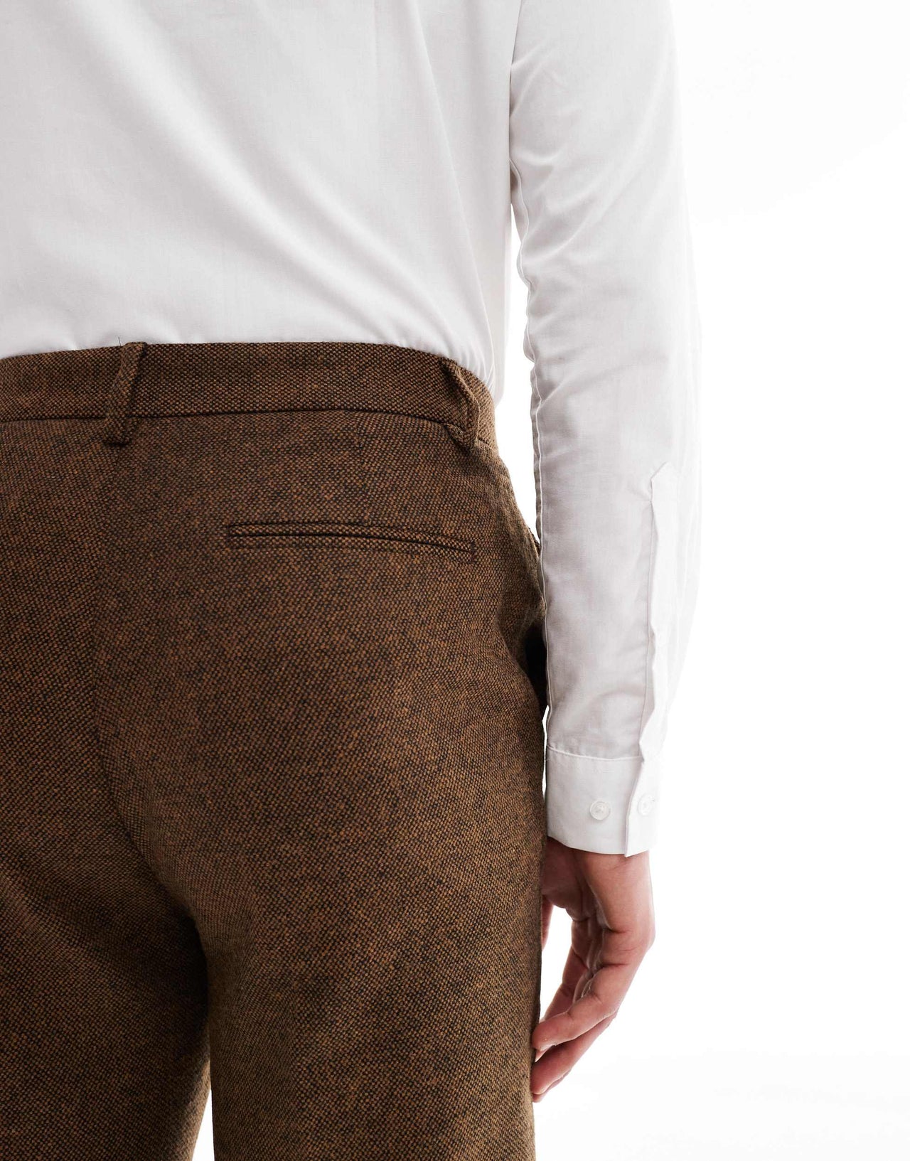 ASOS DESIGN wool blend tapered suit trousers in dark brown