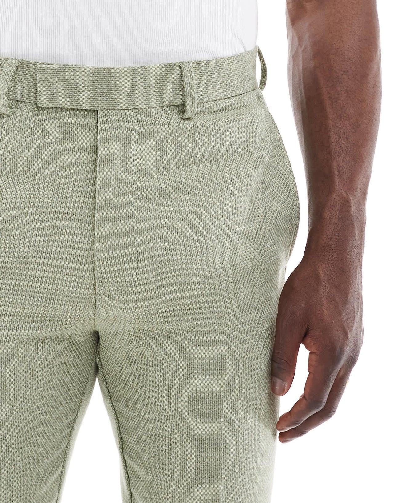 ASOS DESIGN tapered suit trousers with wool in sage green