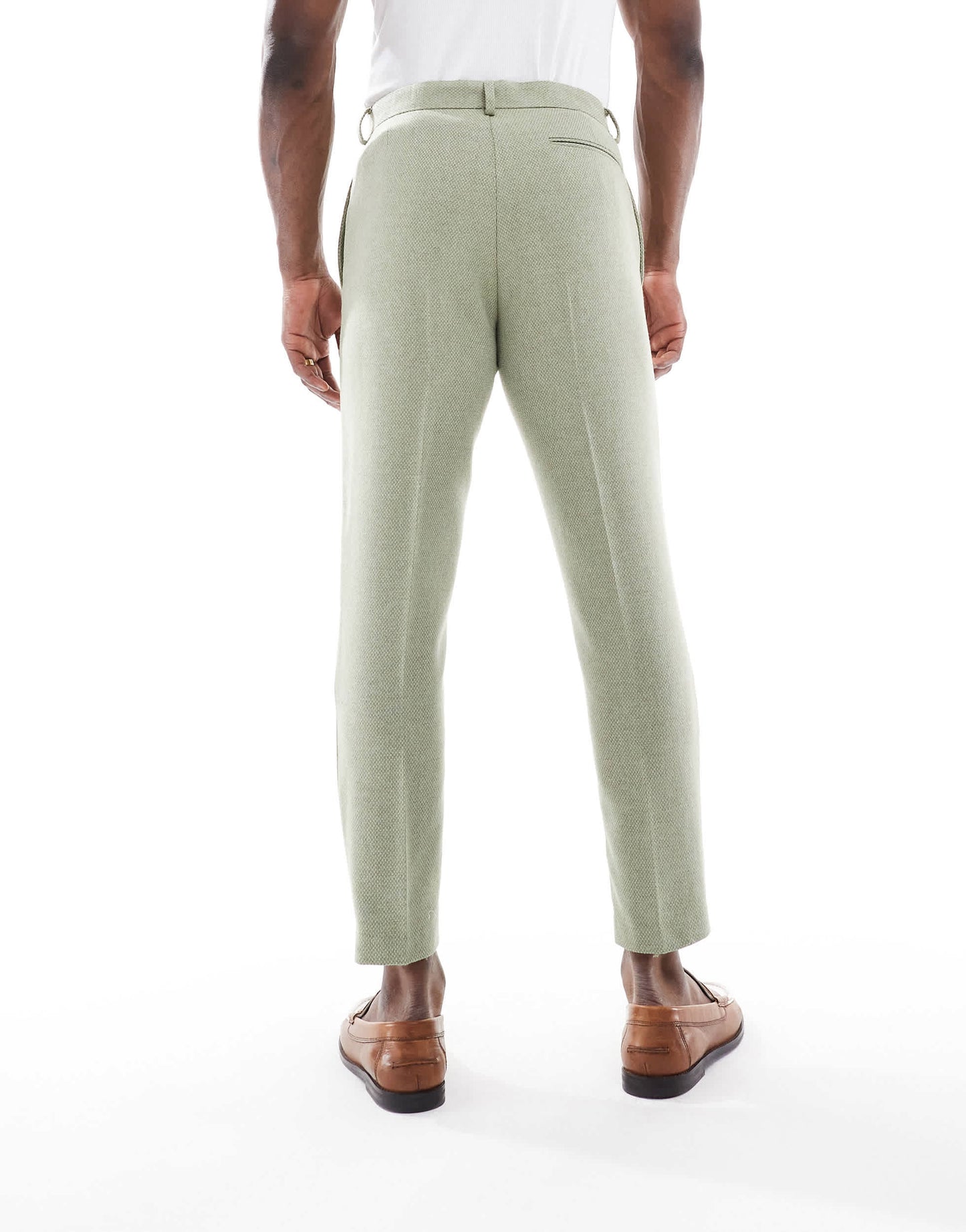 ASOS DESIGN tapered suit trousers with wool in sage green