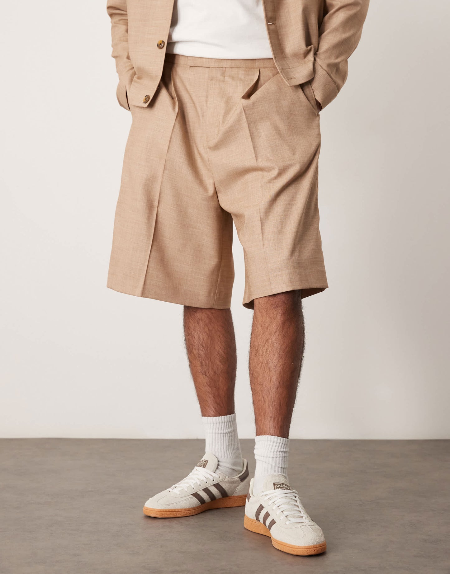 ASOS DESIGN smart co-ord bermuda shorts in camel texture with elasticated waist