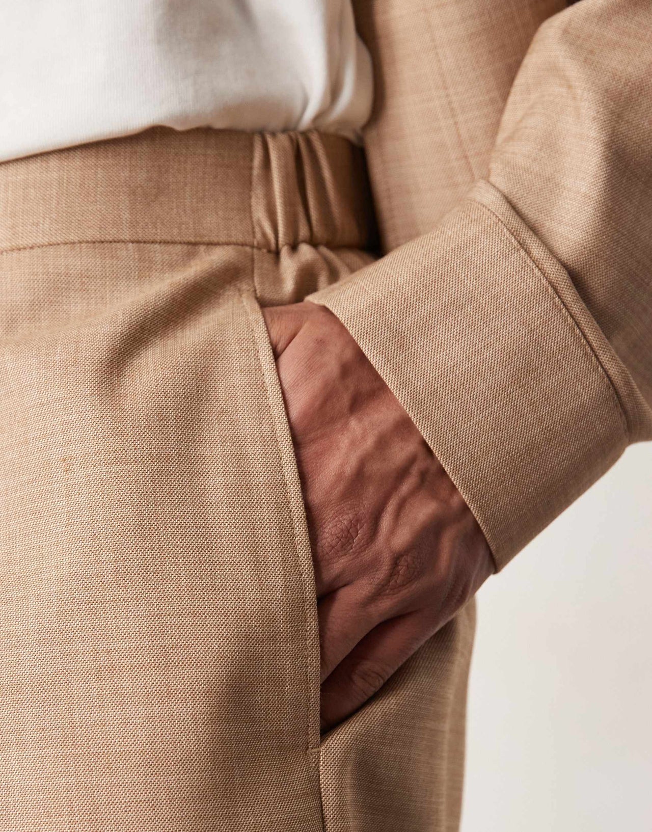 ASOS DESIGN smart co-ord bermuda shorts in camel texture with elasticated waist