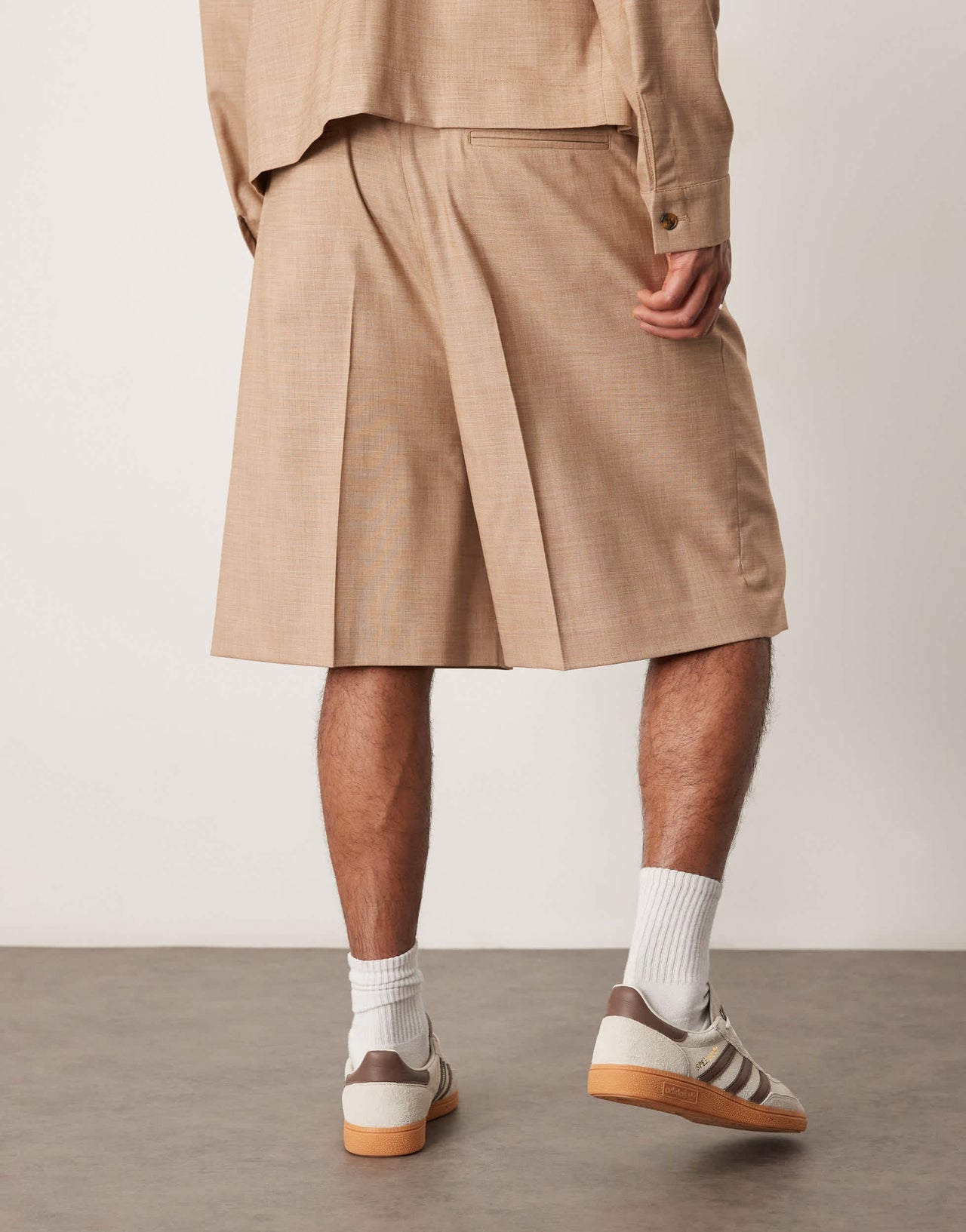 ASOS DESIGN smart co-ord bermuda shorts in camel texture with elasticated waist