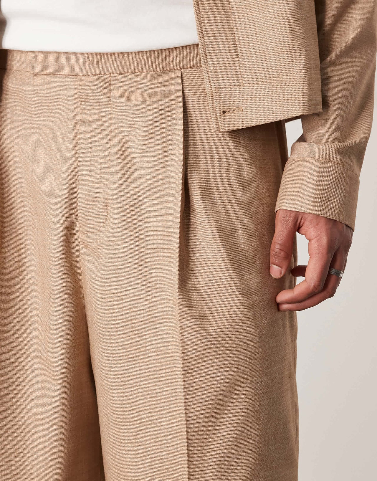 ASOS DESIGN smart co-ord bermuda shorts in camel texture with elasticated waist
