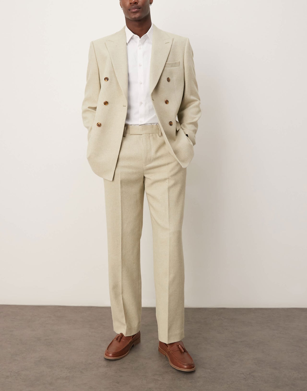ASOS DESIGN wool blend straight suit trousers in light green