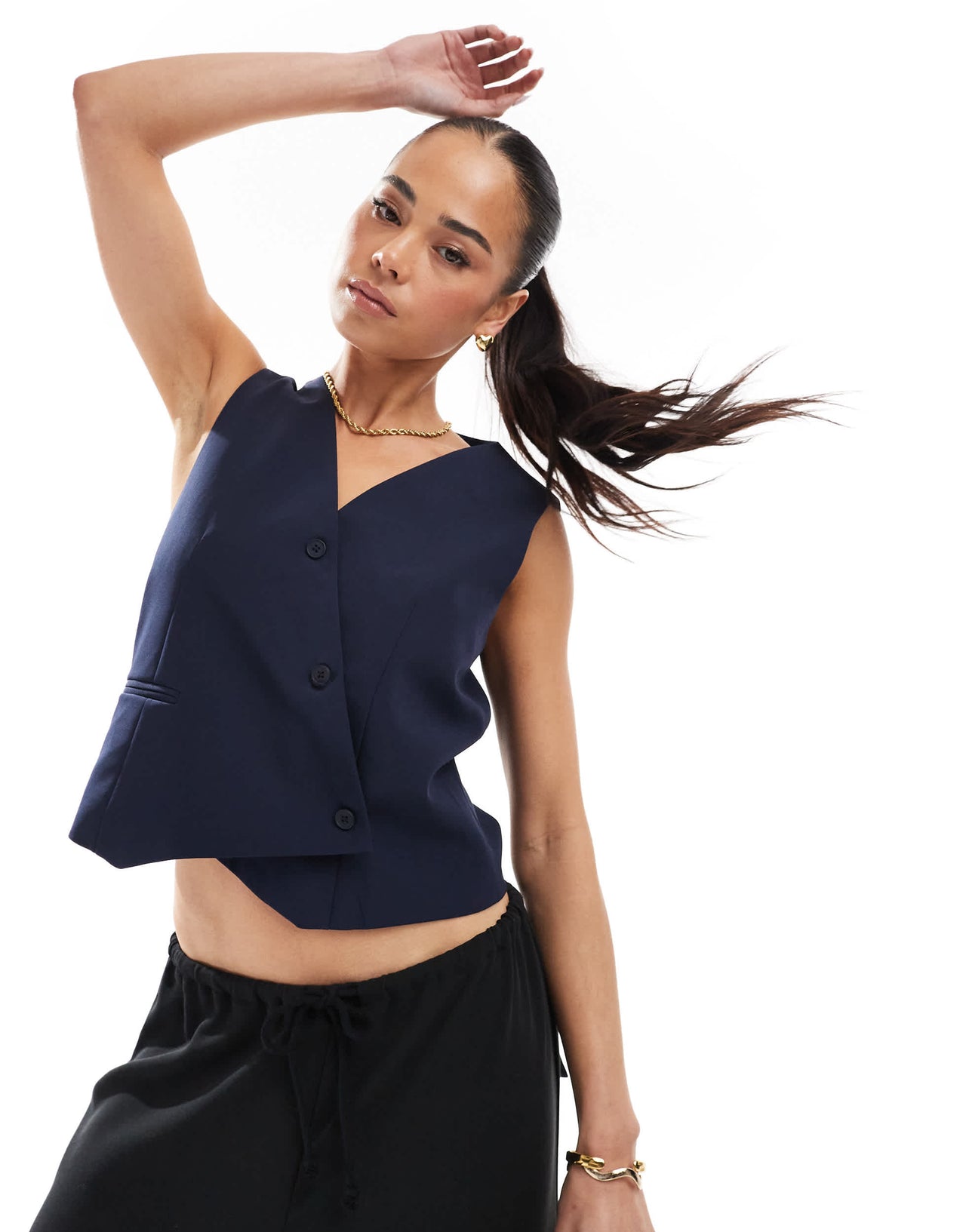 ONLY asymmetric detail waistcoat in navy